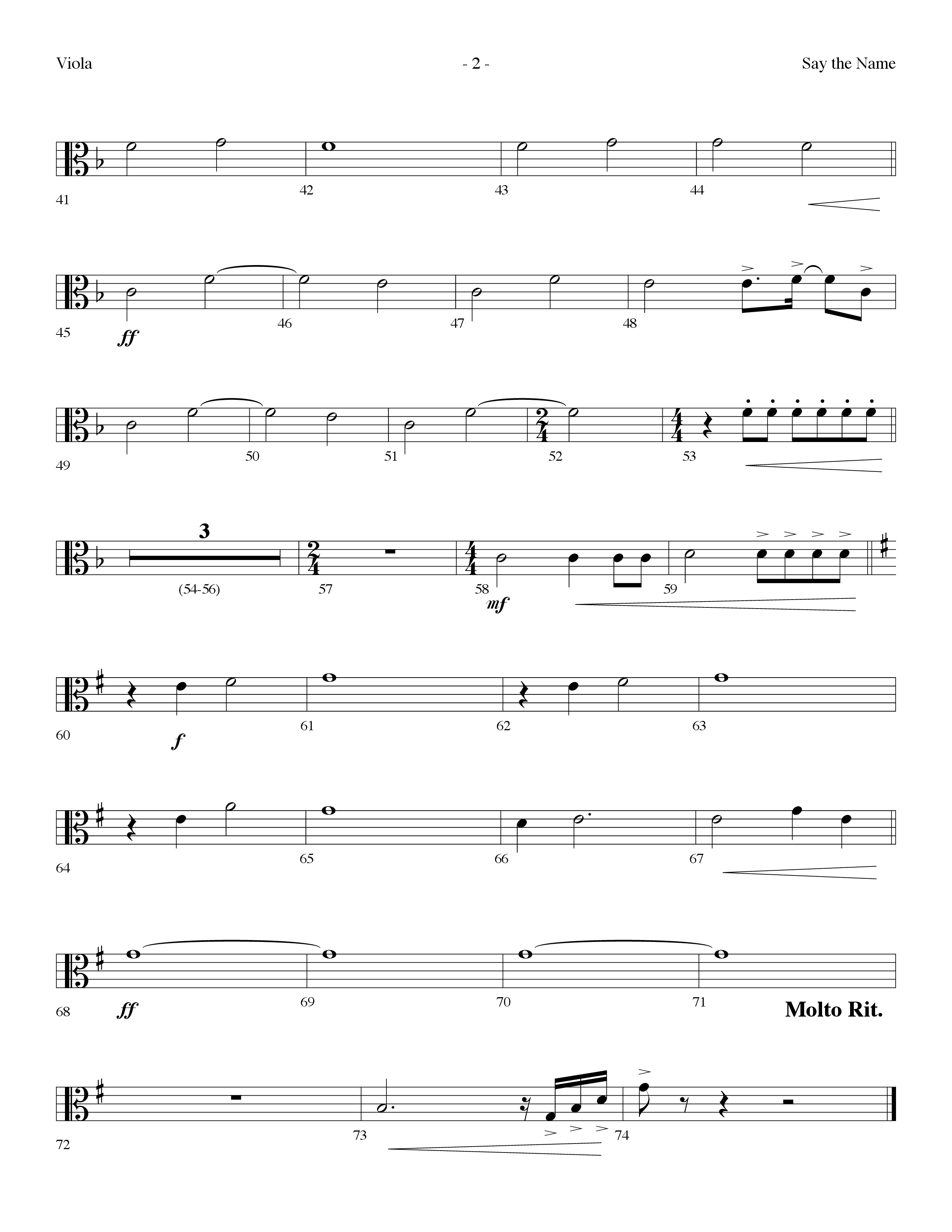 Say The Name (Choral Anthem SATB) Viola (Lifeway Choral / Arr. Dennis Allen)