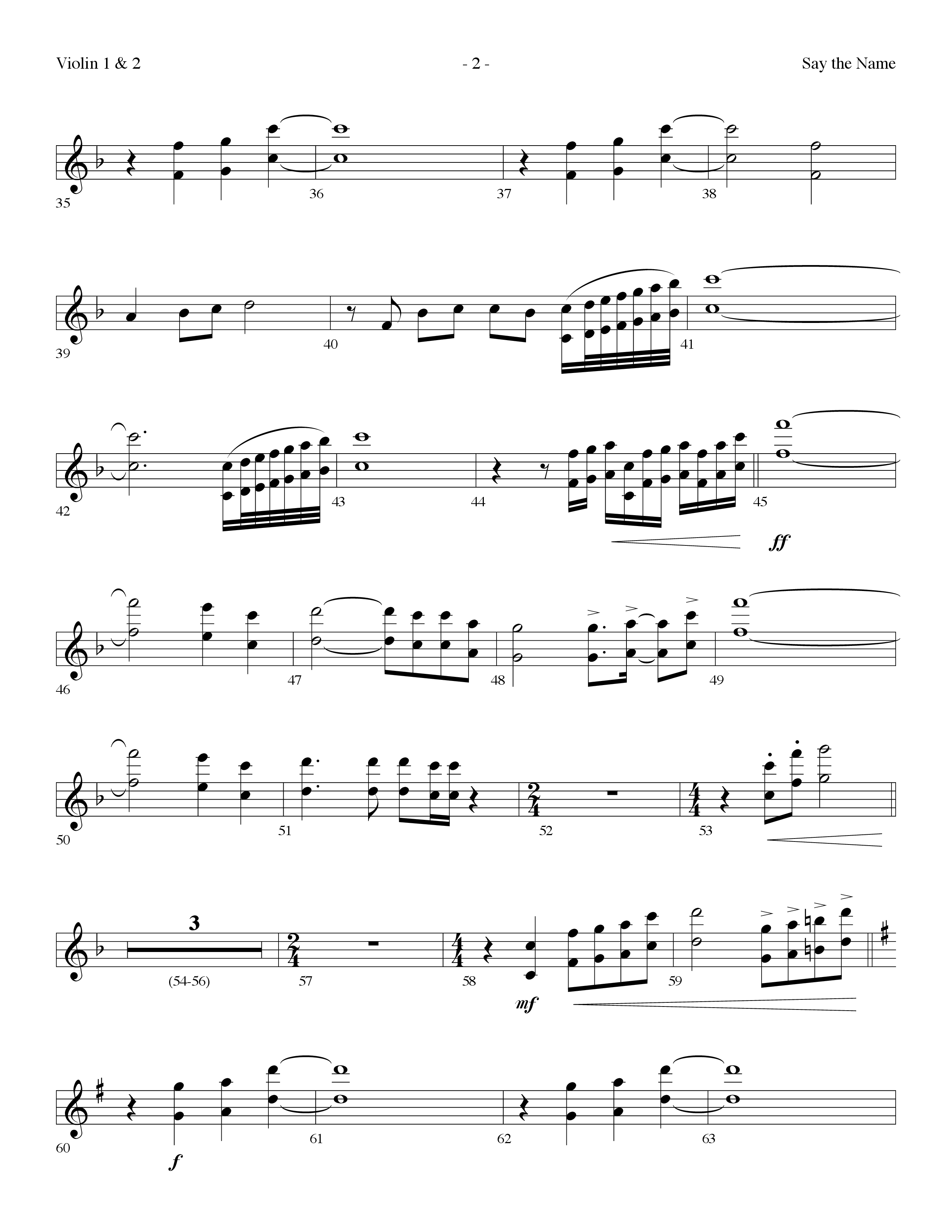 Say The Name (Choral Anthem SATB) Violin 1/2 (Lifeway Choral / Arr. Dennis Allen)