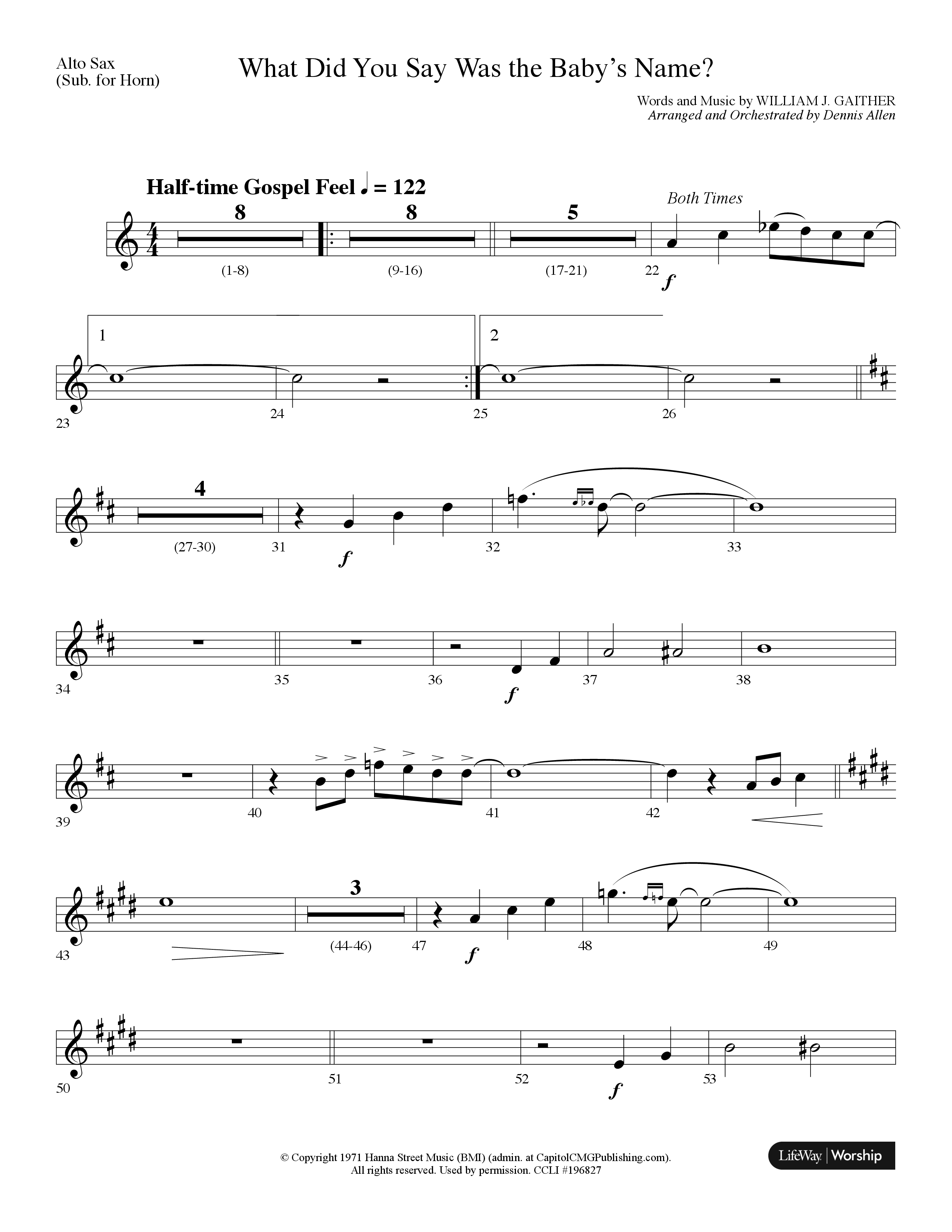 What Did You Say Was The Baby's Name (with Hark The Herald Angels Sing) (Choral Anthem SATB) Alto Sax (Lifeway Choral / Arr. Dennis Allen)