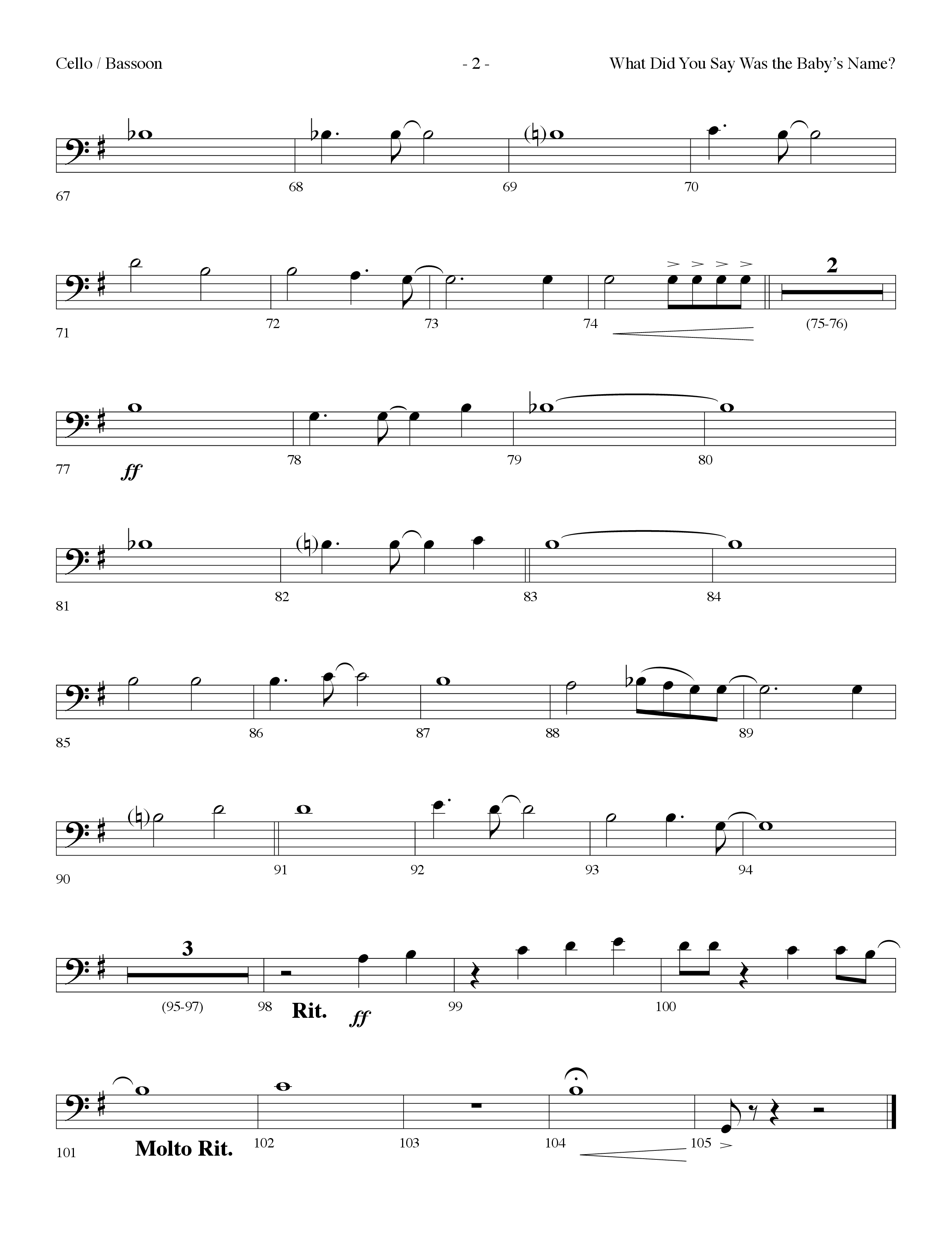 What Did You Say Was The Baby's Name (with Hark The Herald Angels Sing) (Choral Anthem SATB) Cello (Lifeway Choral / Arr. Dennis Allen)