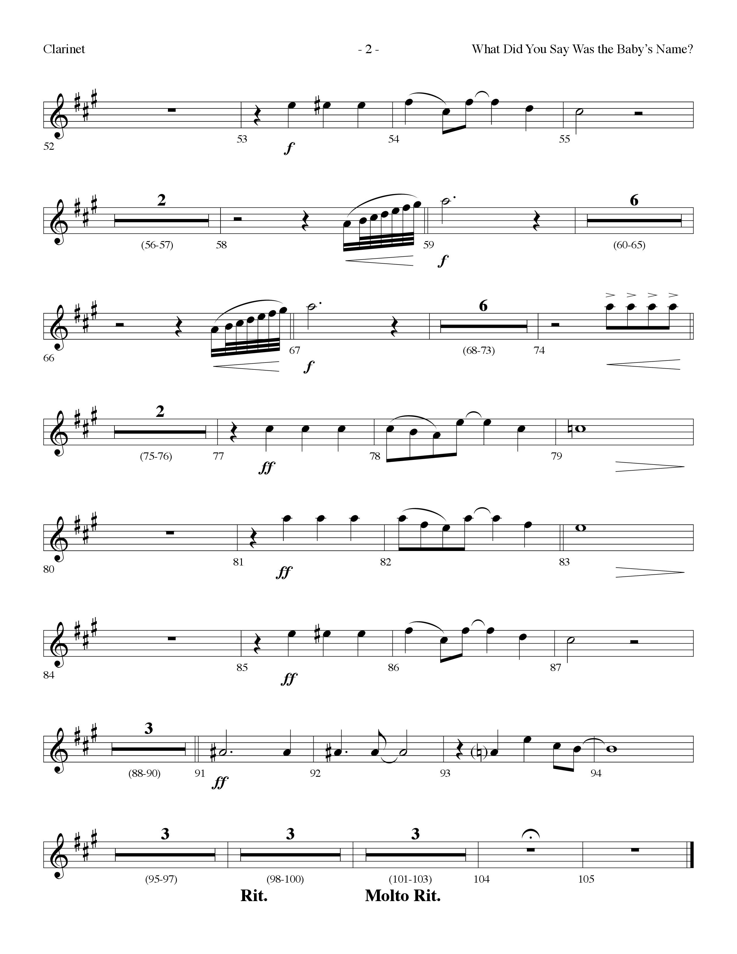 What Did You Say Was The Baby's Name (with Hark The Herald Angels Sing) (Choral Anthem SATB) Clarinet (Lifeway Choral / Arr. Dennis Allen)
