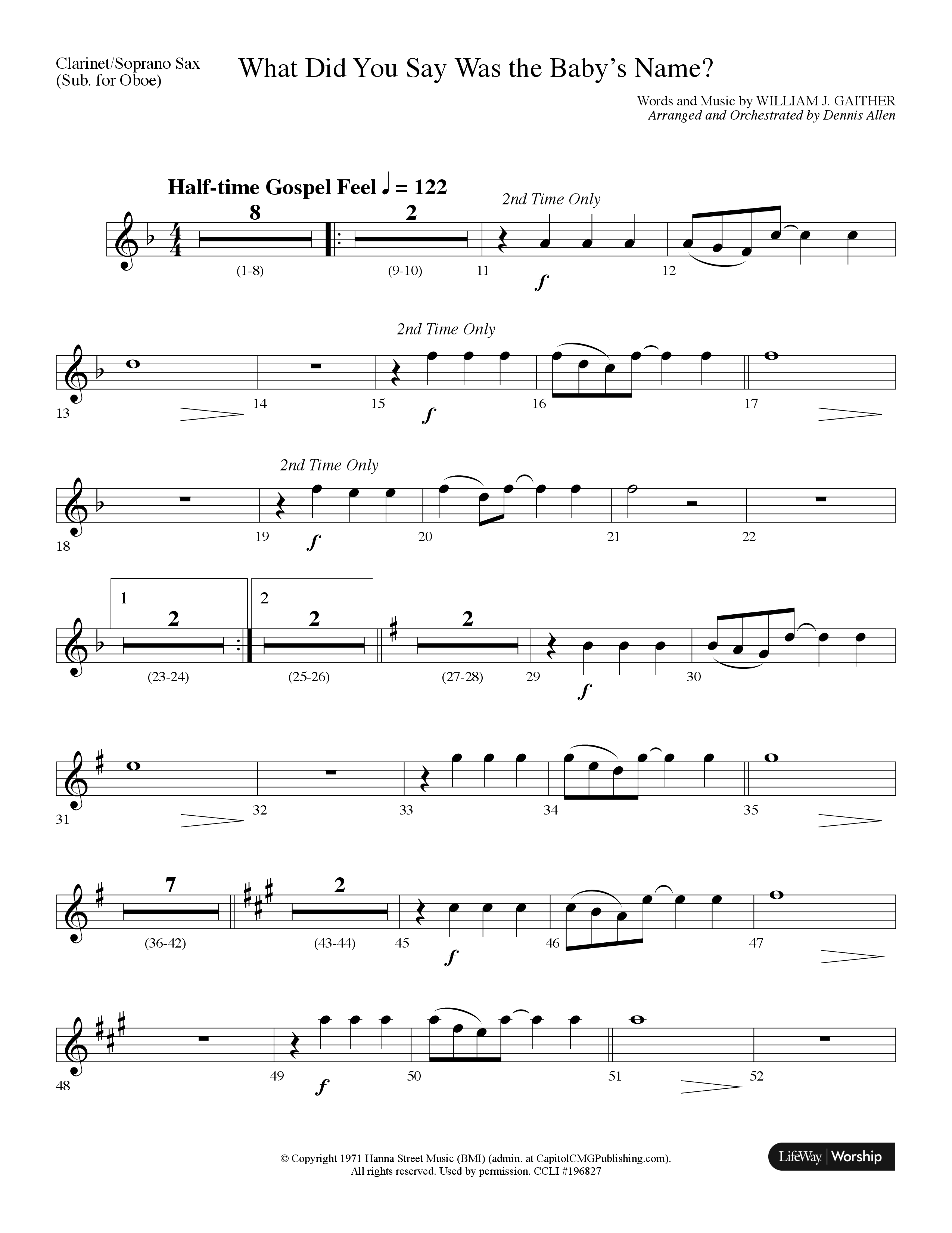 What Did You Say Was The Baby's Name (with Hark The Herald Angels Sing) (Choral Anthem SATB) Clarinet/Soprano Sax (Lifeway Choral / Arr. Dennis Allen)