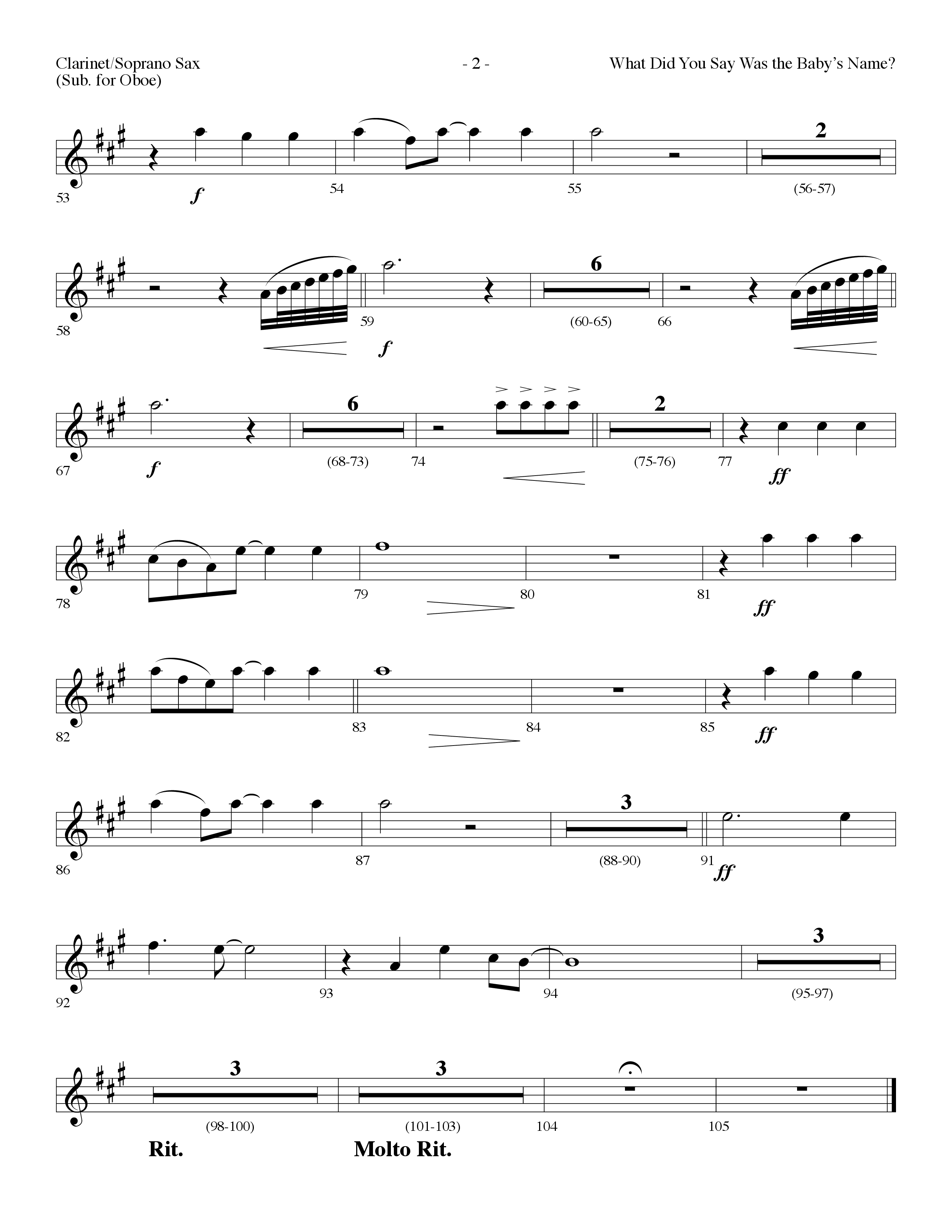 What Did You Say Was The Baby's Name (with Hark The Herald Angels Sing) (Choral Anthem SATB) Clarinet/Soprano Sax (Lifeway Choral / Arr. Dennis Allen)