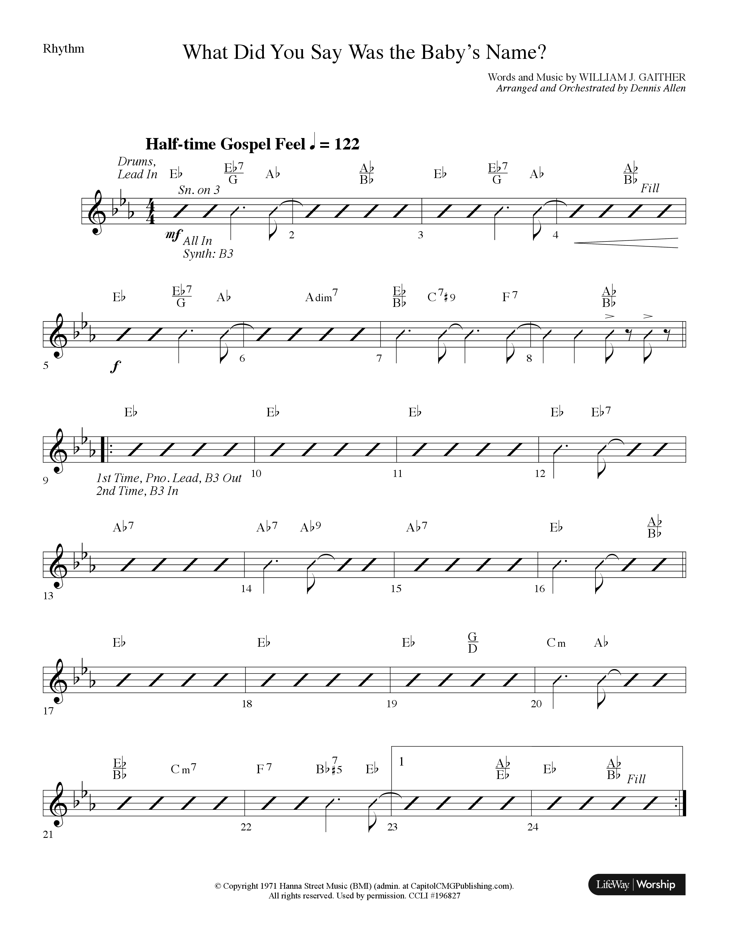What Did You Say Was The Baby's Name (with Hark The Herald Angels Sing) (Choral Anthem SATB) Rhythm Chart (Lifeway Choral / Arr. Dennis Allen)