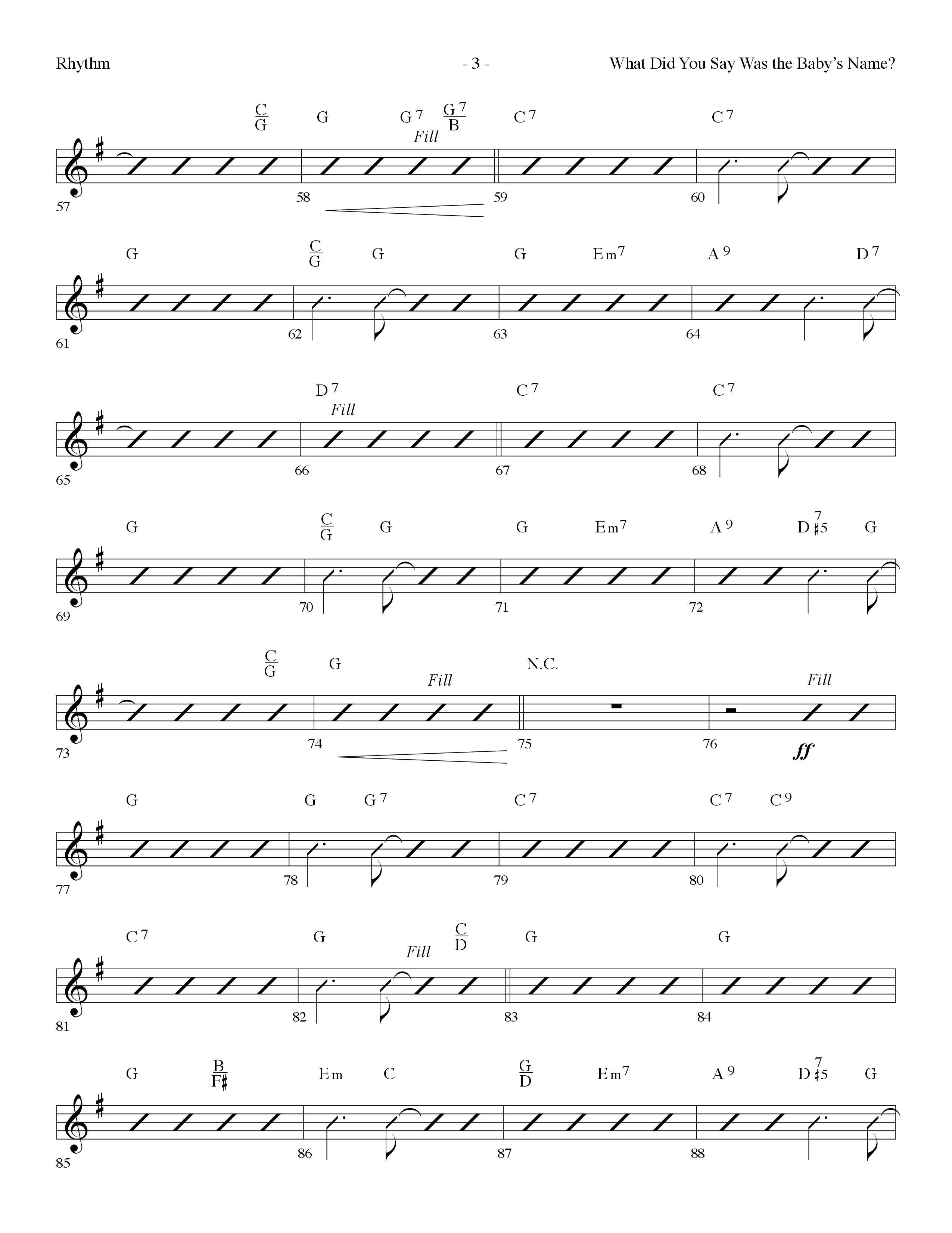 What Did You Say Was The Baby's Name (with Hark The Herald Angels Sing) (Choral Anthem SATB) Rhythm Chart (Lifeway Choral / Arr. Dennis Allen)