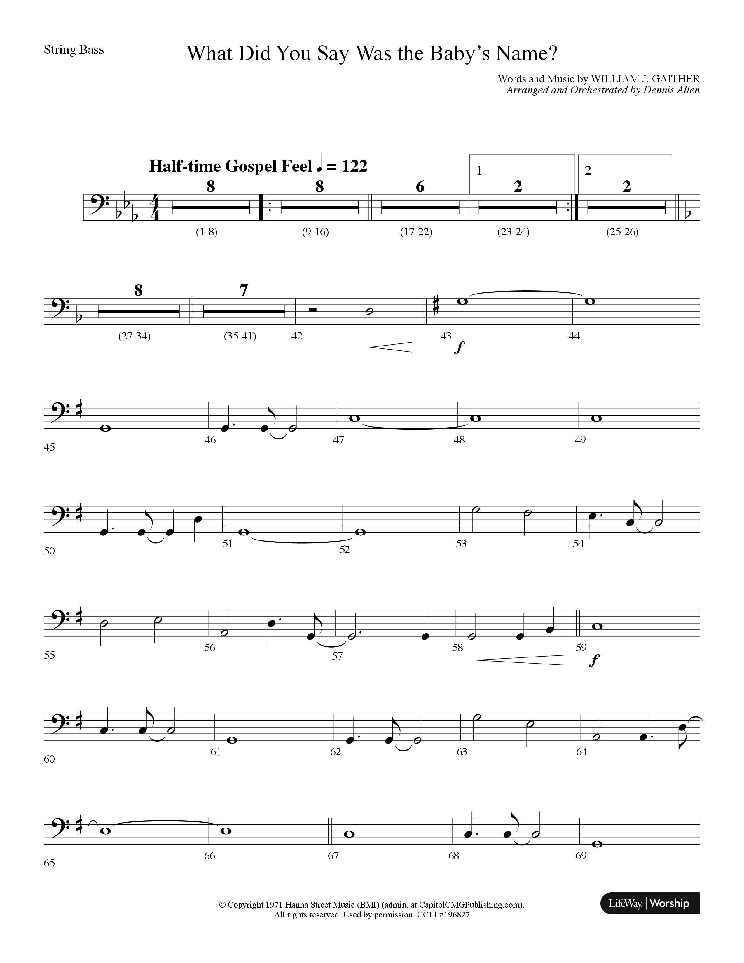 What Did You Say Was The Baby's Name (with Hark The Herald Angels Sing) (Choral Anthem SATB) String Bass (Lifeway Choral / Arr. Dennis Allen)