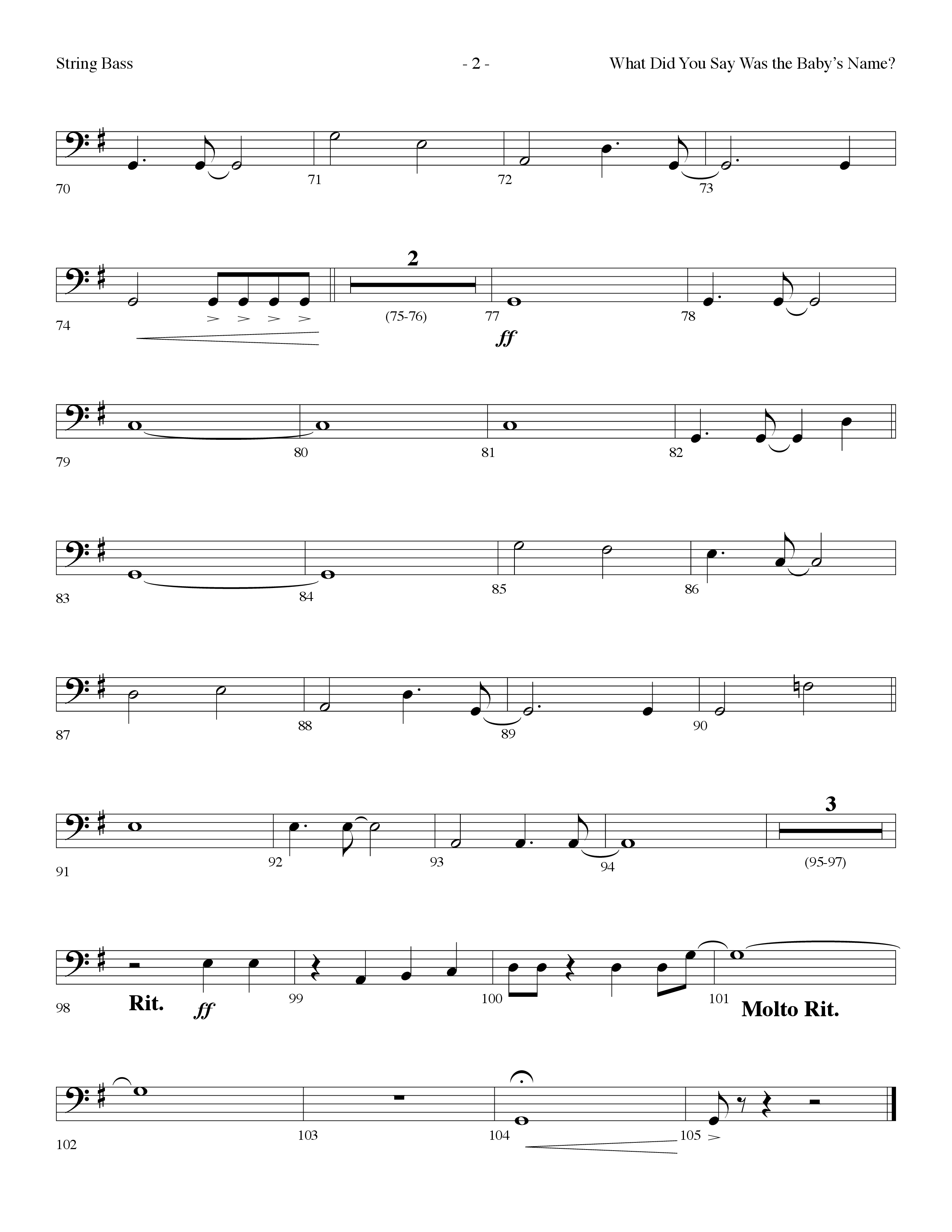 What Did You Say Was The Baby's Name (with Hark The Herald Angels Sing) (Choral Anthem SATB) String Bass (Lifeway Choral / Arr. Dennis Allen)