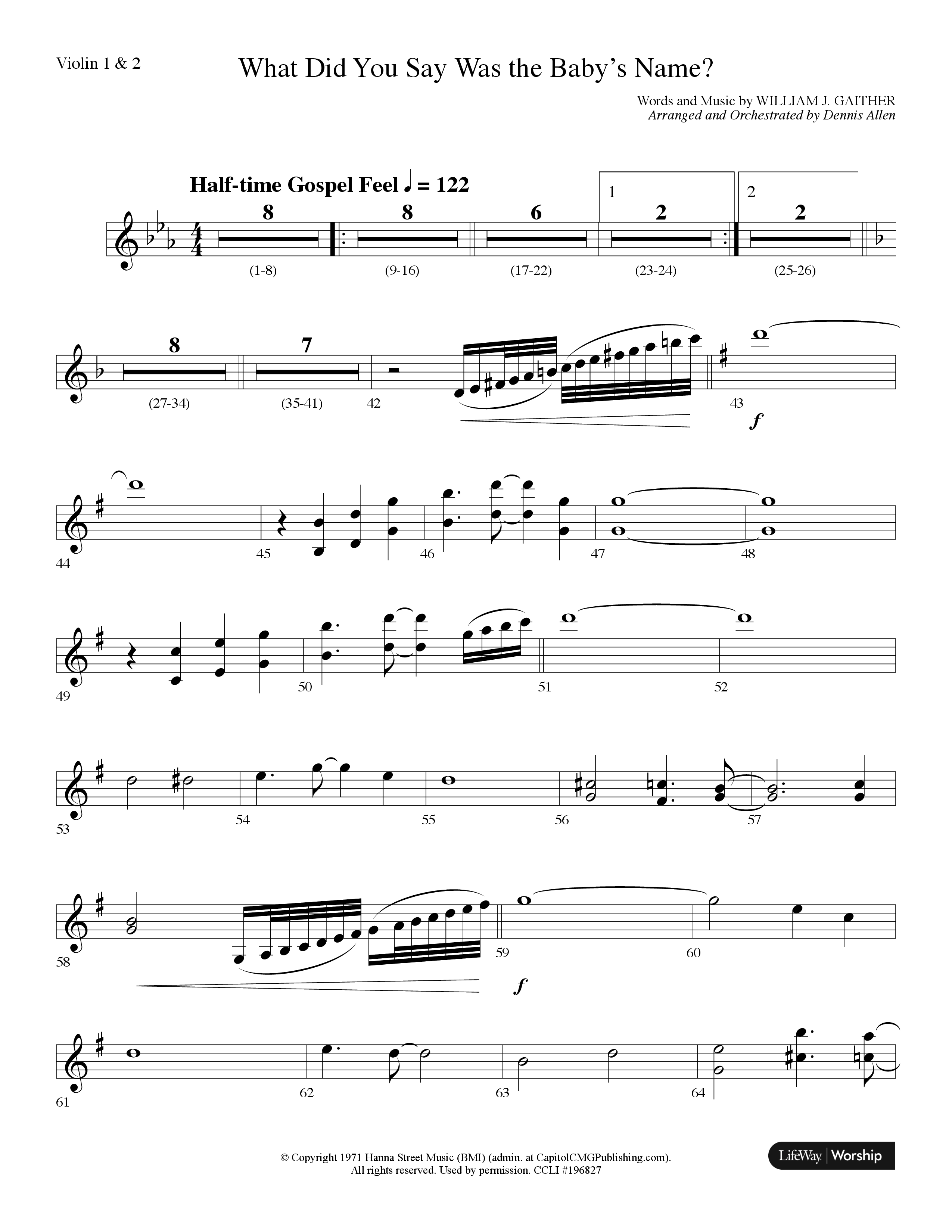 What Did You Say Was The Baby's Name (with Hark The Herald Angels Sing) (Choral Anthem SATB) Violin 1/2 (Lifeway Choral / Arr. Dennis Allen)