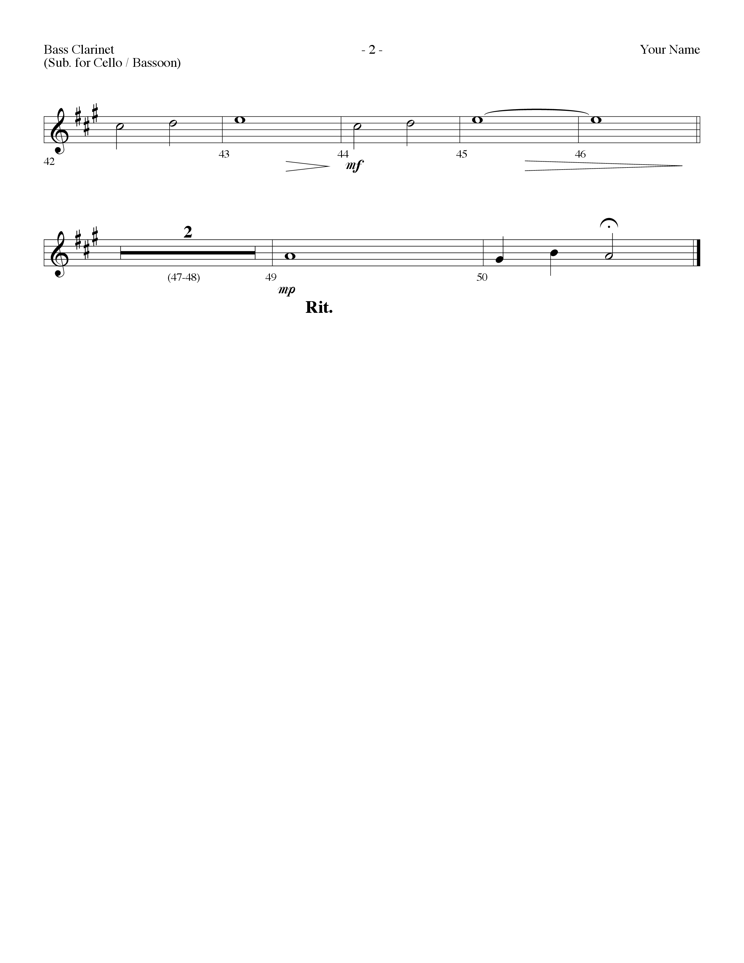 Your Name (Choral Anthem SATB) Bass Clarinet (Lifeway Choral / Arr. Dennis Allen)