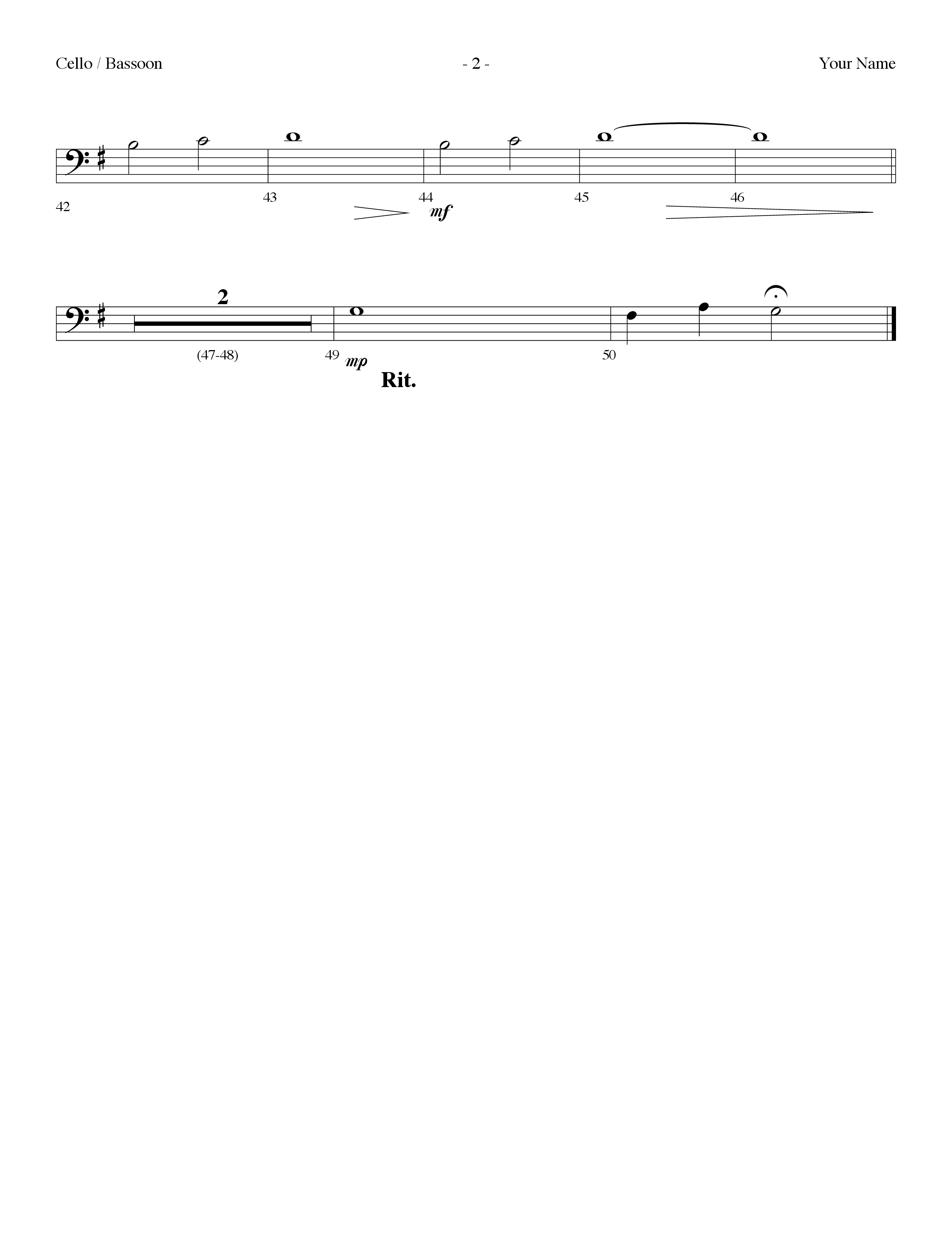Your Name (Choral Anthem SATB) Cello (Lifeway Choral / Arr. Dennis Allen)