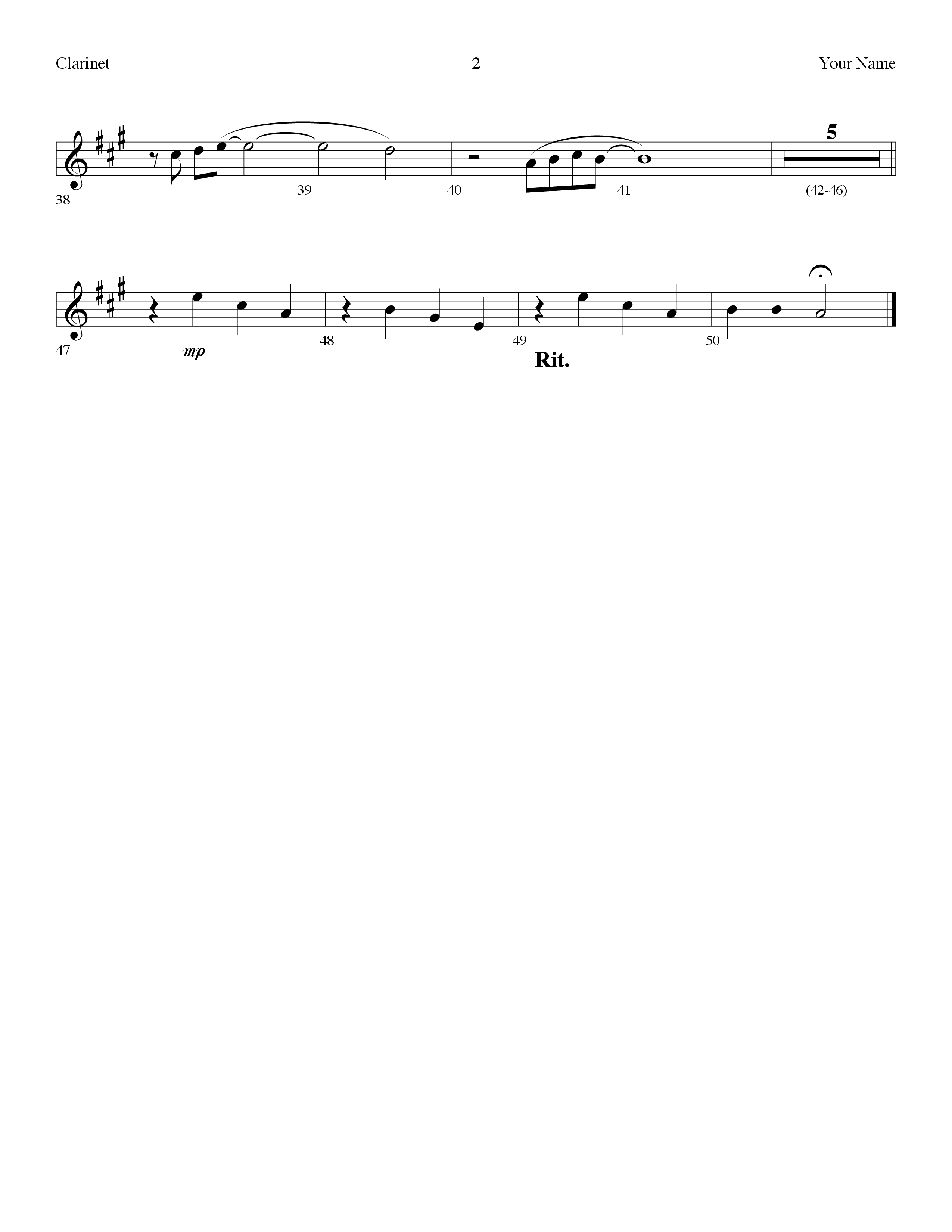 Your Name (Choral Anthem SATB) Clarinet (Lifeway Choral / Arr. Dennis Allen)