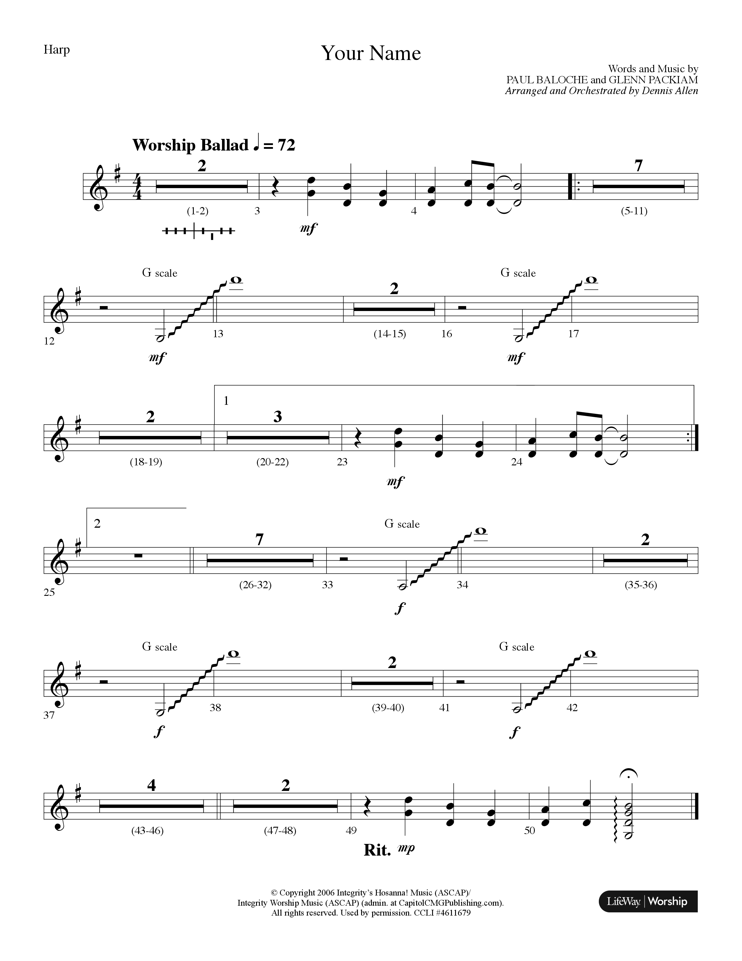 Your Name (Choral Anthem SATB) Harp (Lifeway Choral / Arr. Dennis Allen)