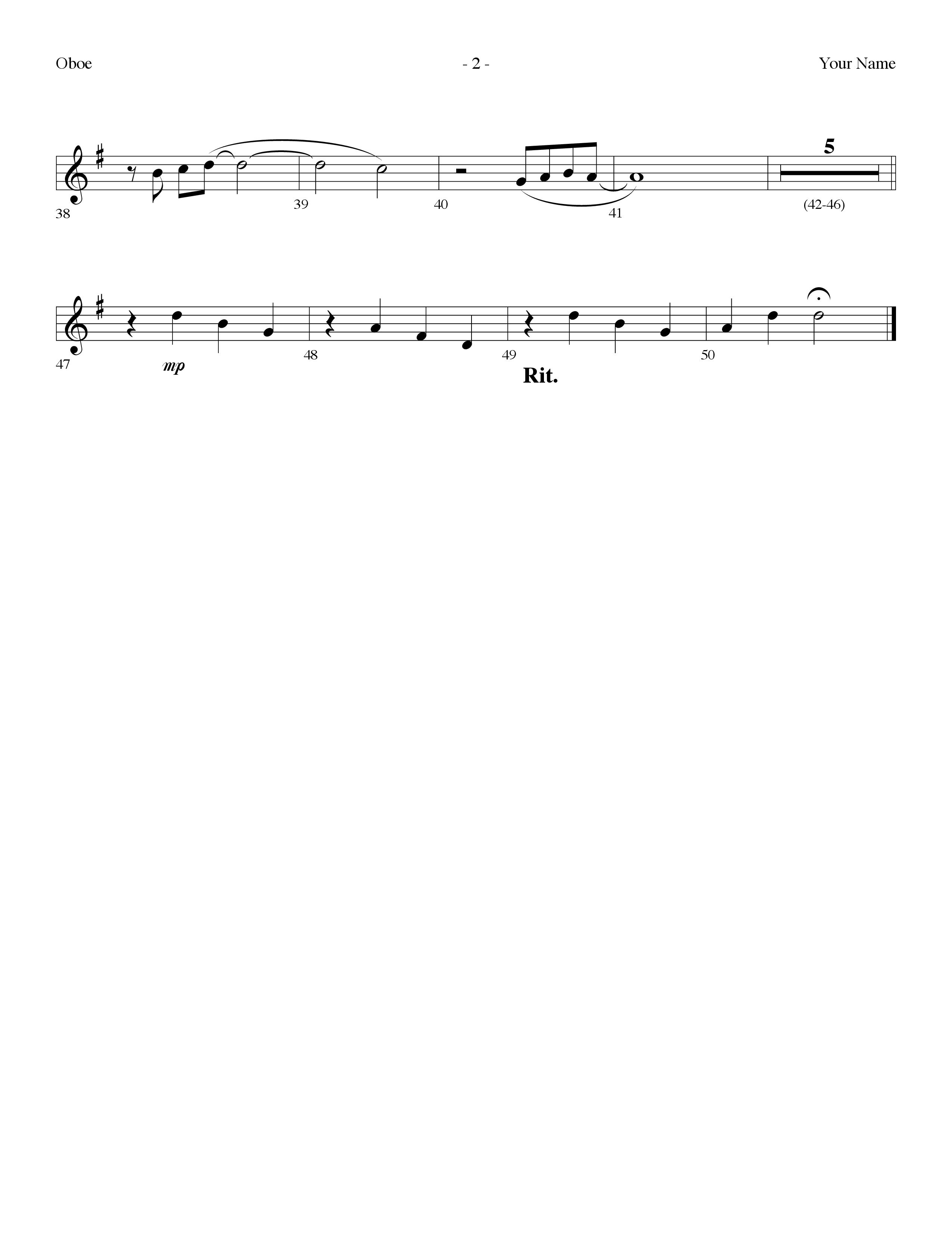 Your Name (Choral Anthem SATB) Oboe (Lifeway Choral / Arr. Dennis Allen)