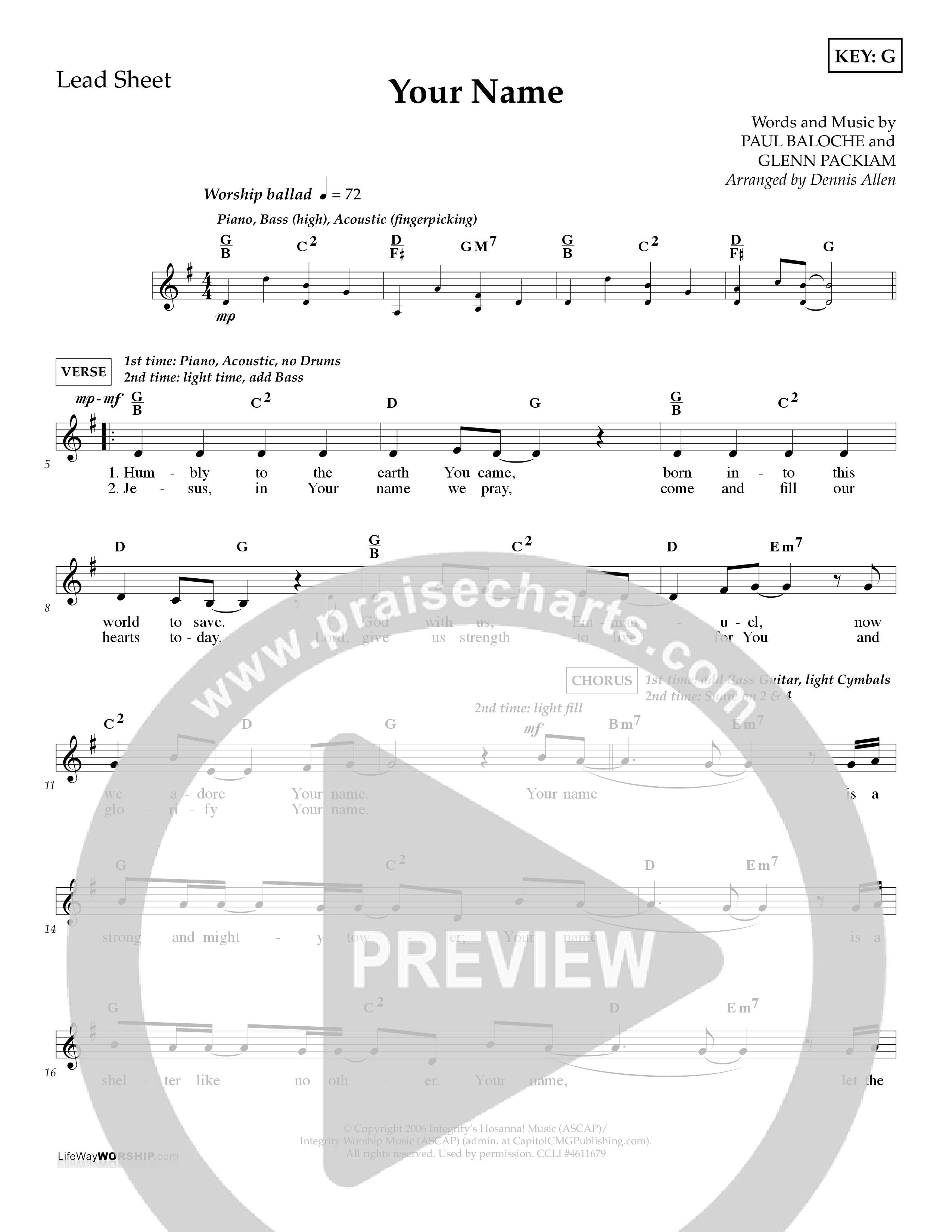 Your Name (Choral Anthem SATB) Lead Melody & Rhythm (Lifeway Choral / Arr. Dennis Allen)