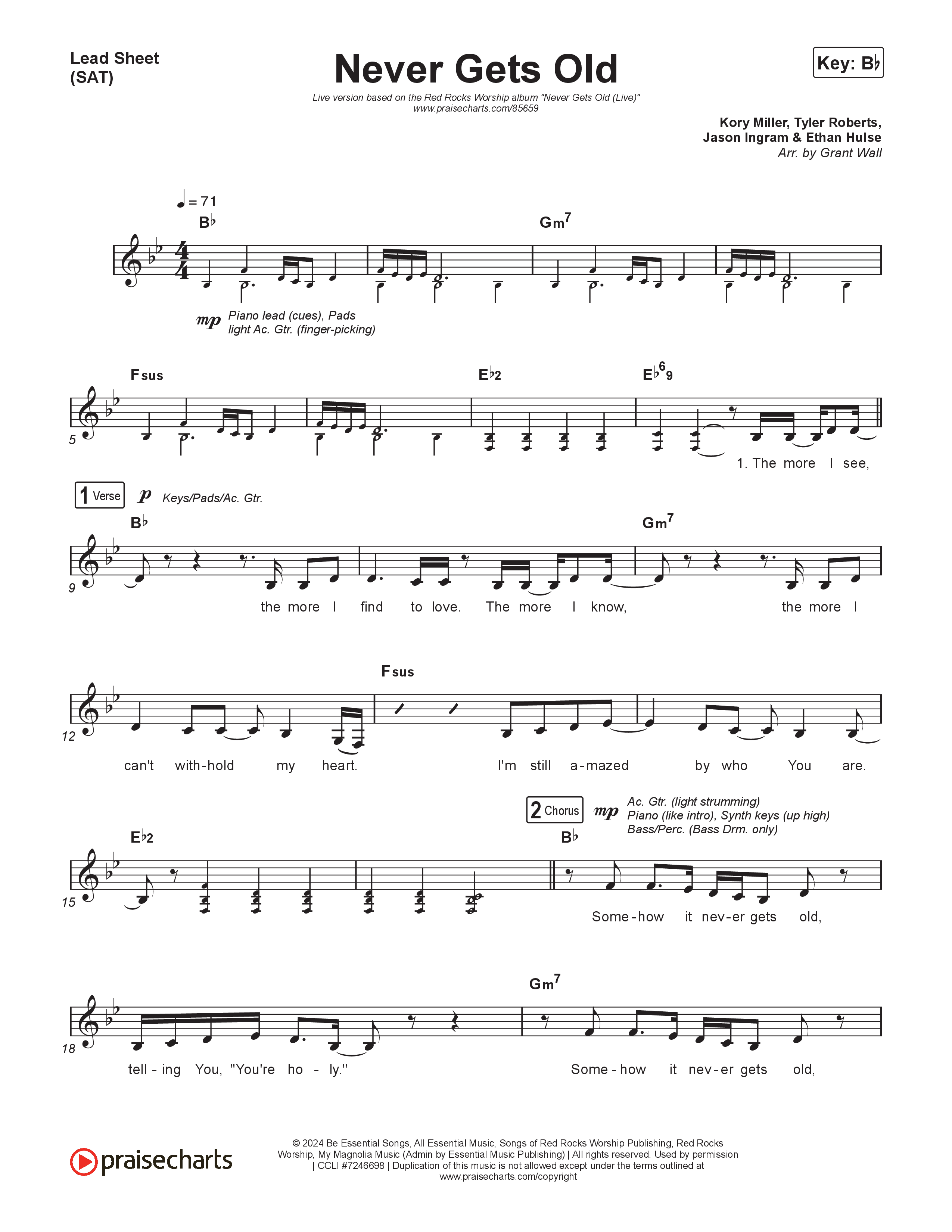 Never Gets Old (Live) Lead Sheet (SAT) (Red Rocks Worship)