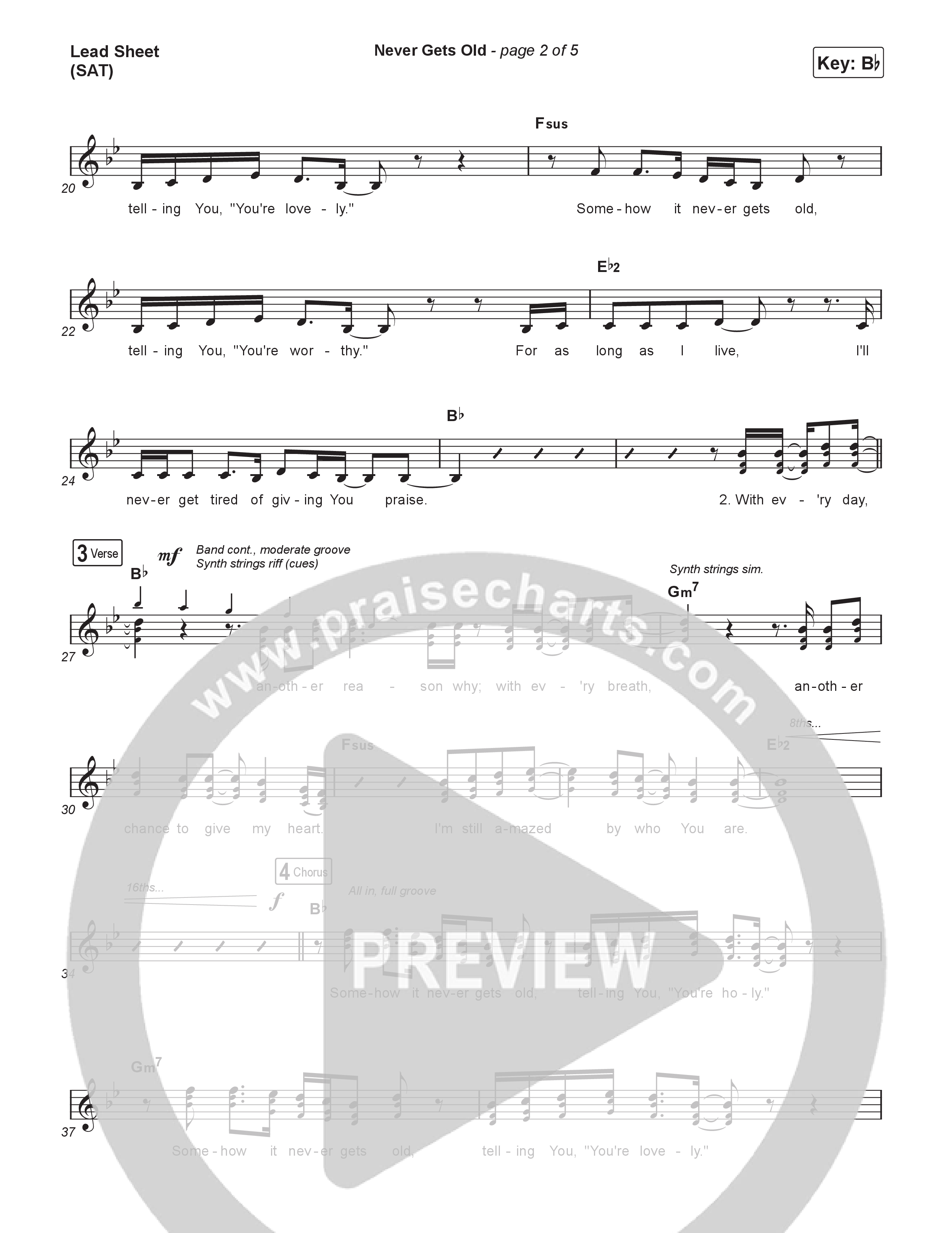 Never Gets Old (Live) Lead Sheet (SAT) (Red Rocks Worship)