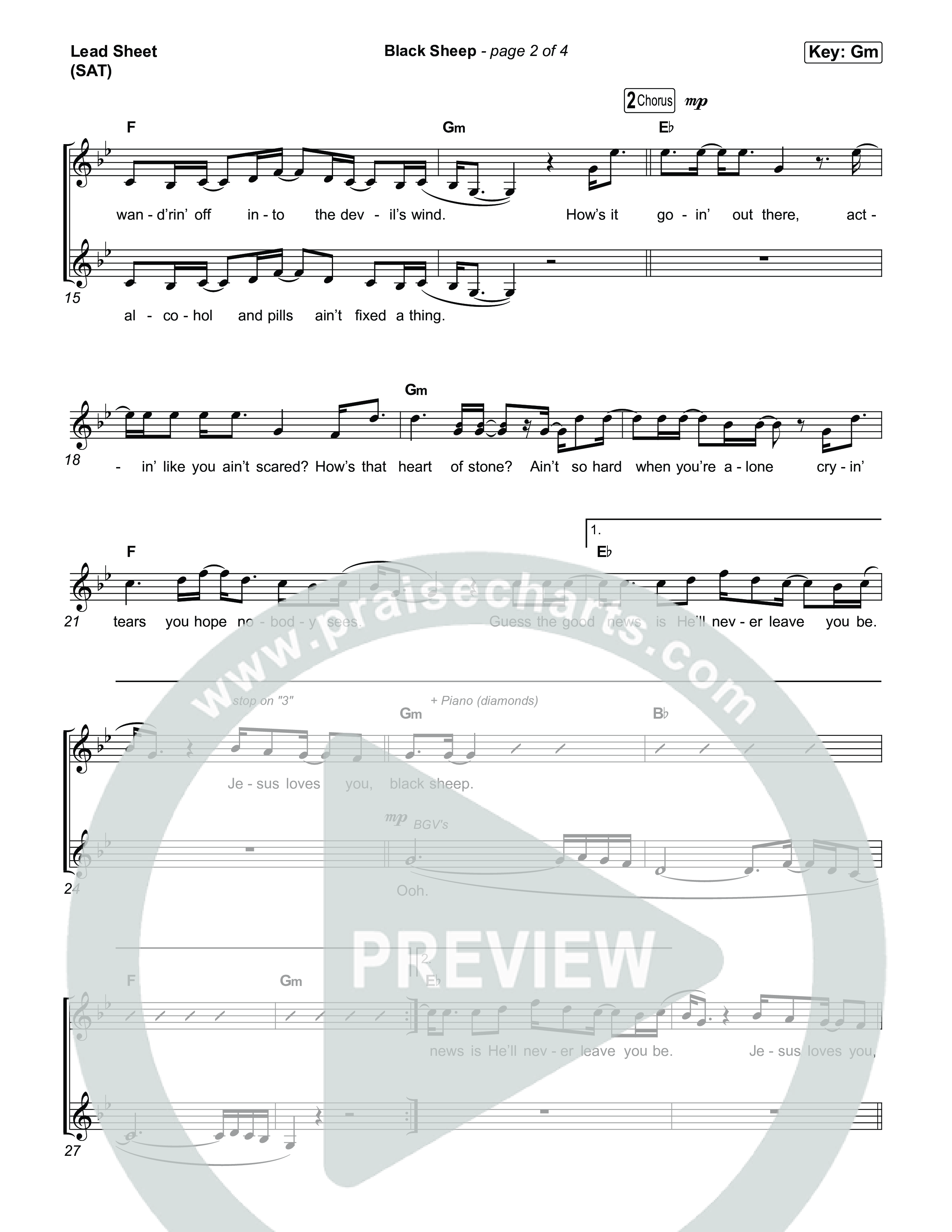 Black Sheep Lead Sheet (SAT) (Ben Fuller)