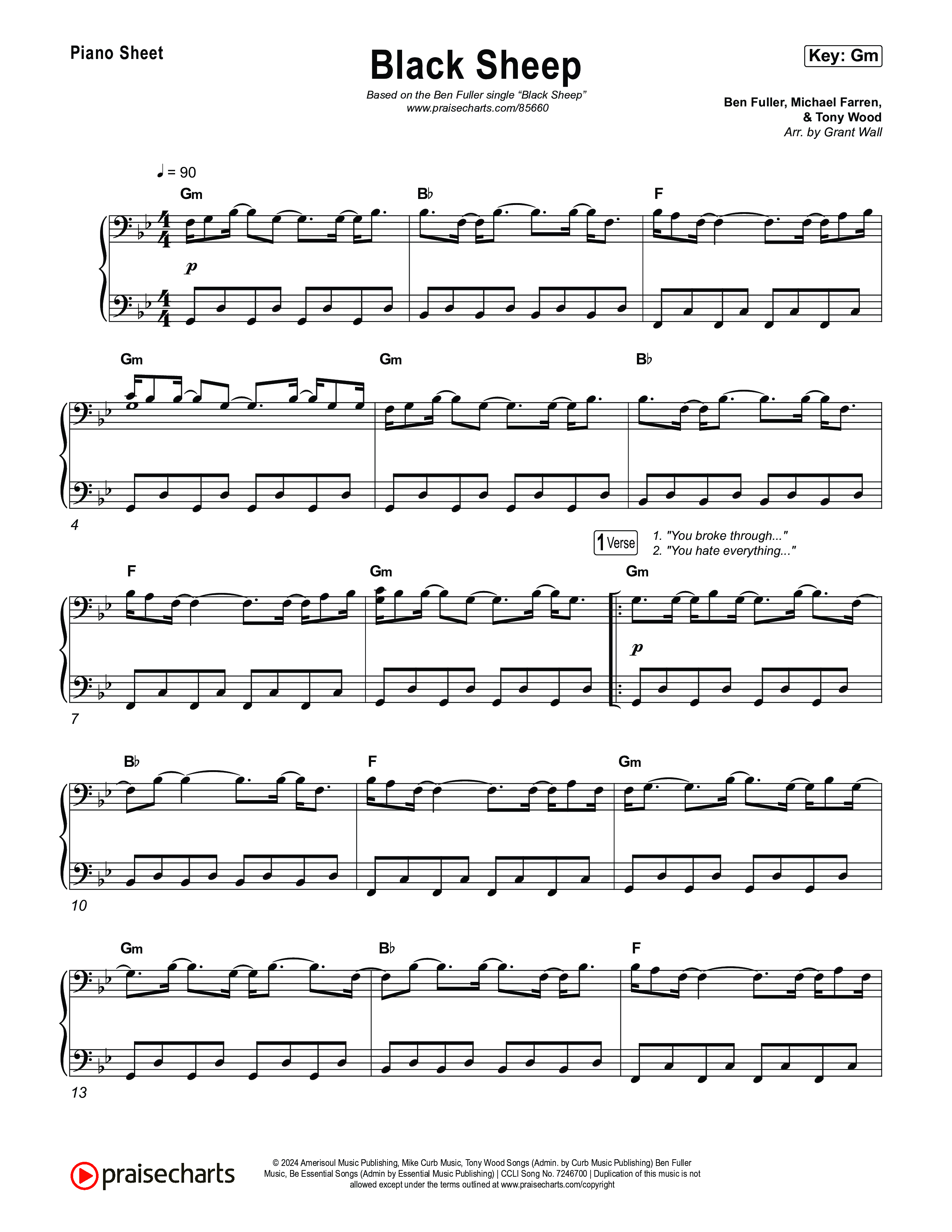 Black Sheep Piano Sheet (Ben Fuller)