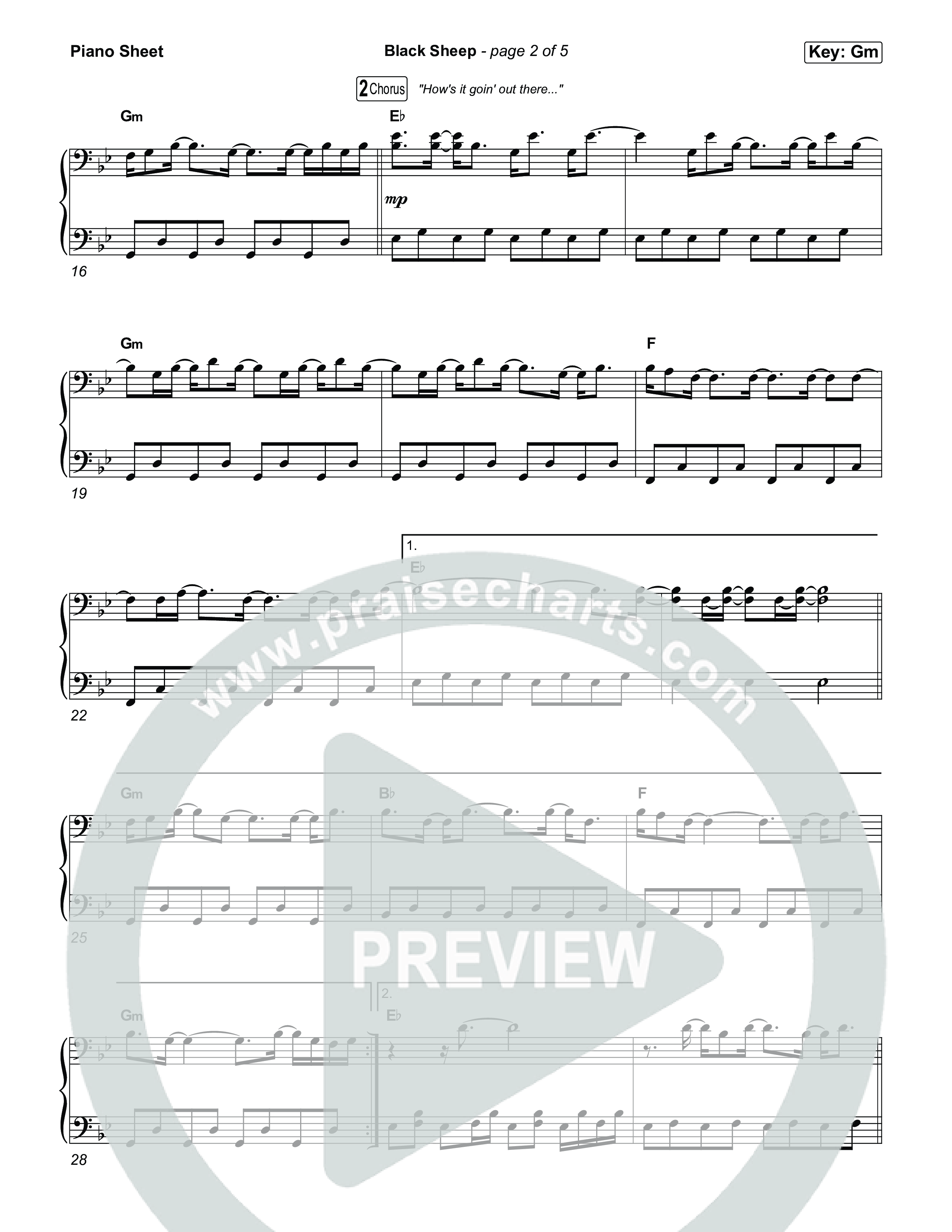 Black Sheep Piano Sheet (Ben Fuller)