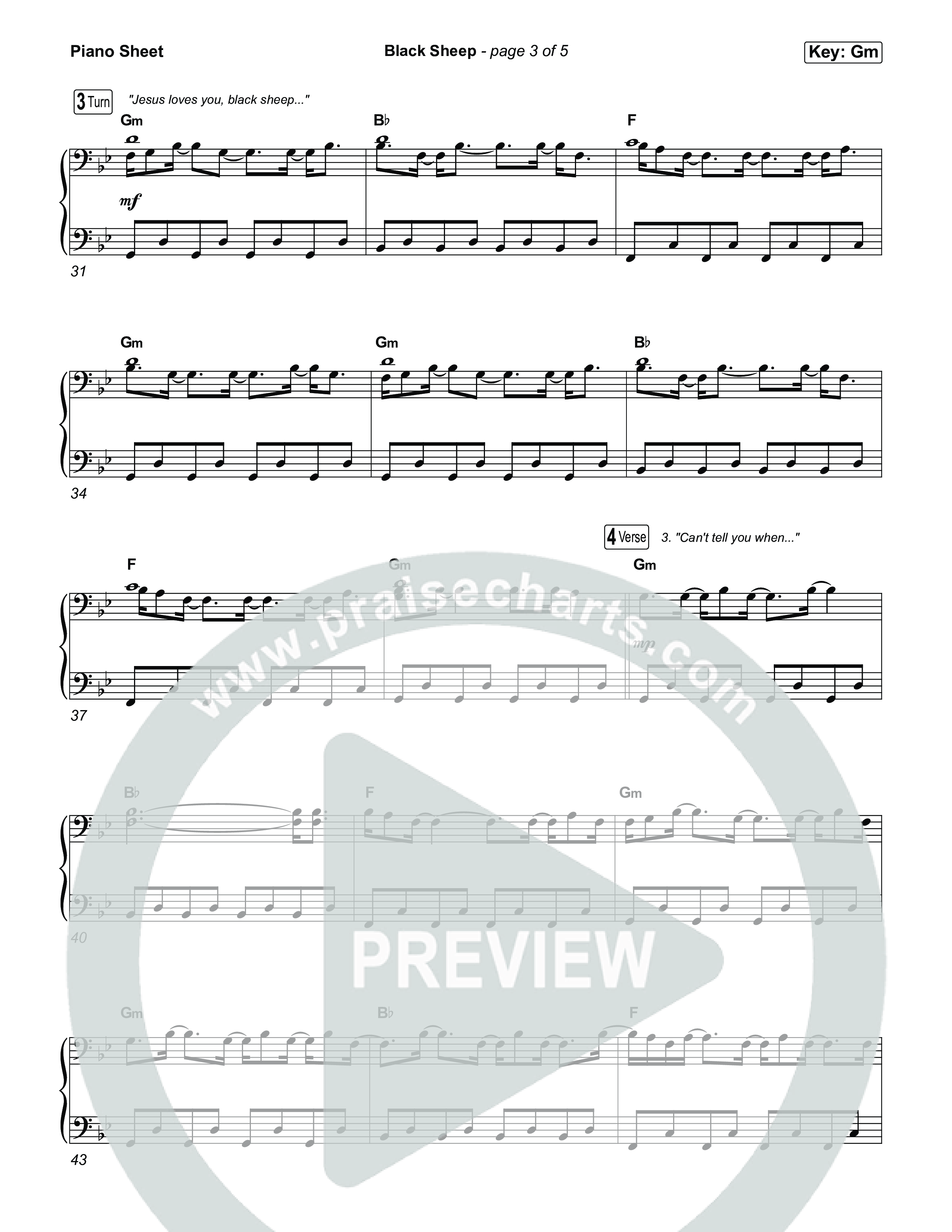 Black Sheep Piano Sheet (Ben Fuller)