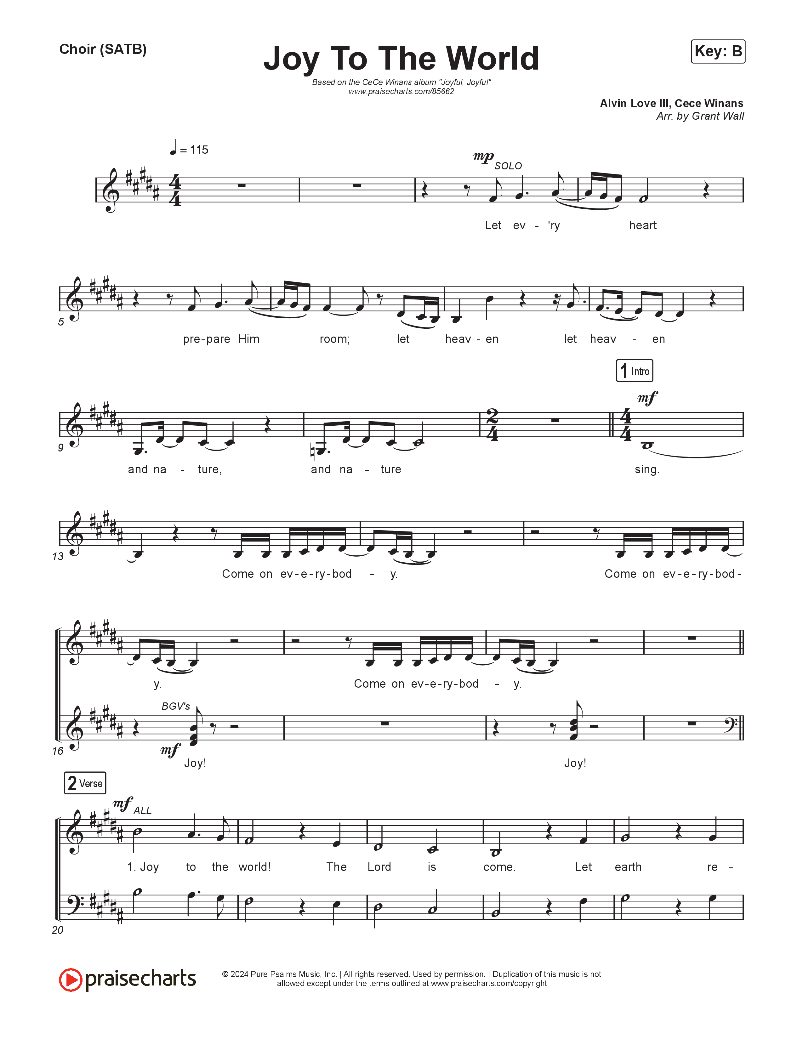 Joy To The World Choir Sheet (SATB) (CeCe Winans)