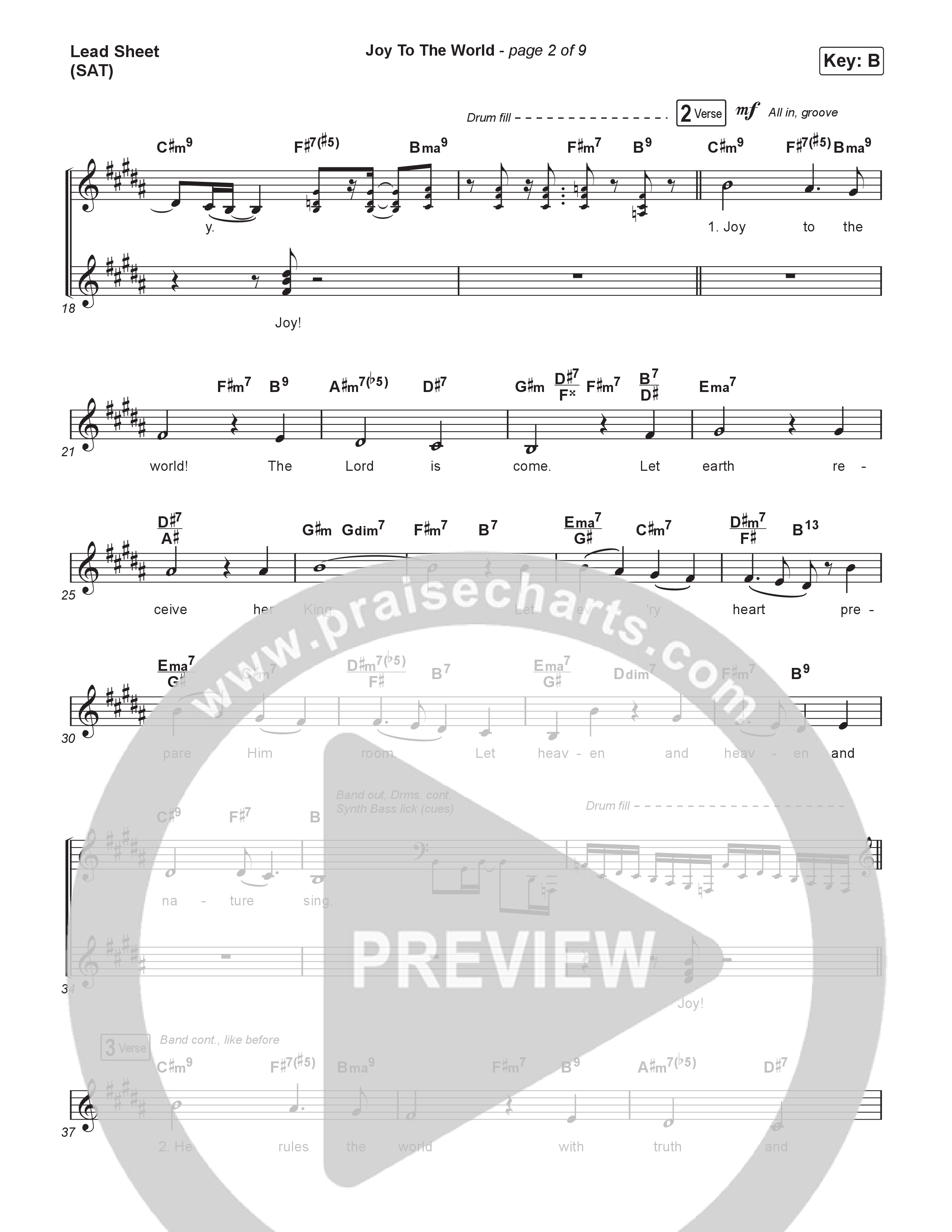 Joy To The World Lead Sheet (SAT) (CeCe Winans)