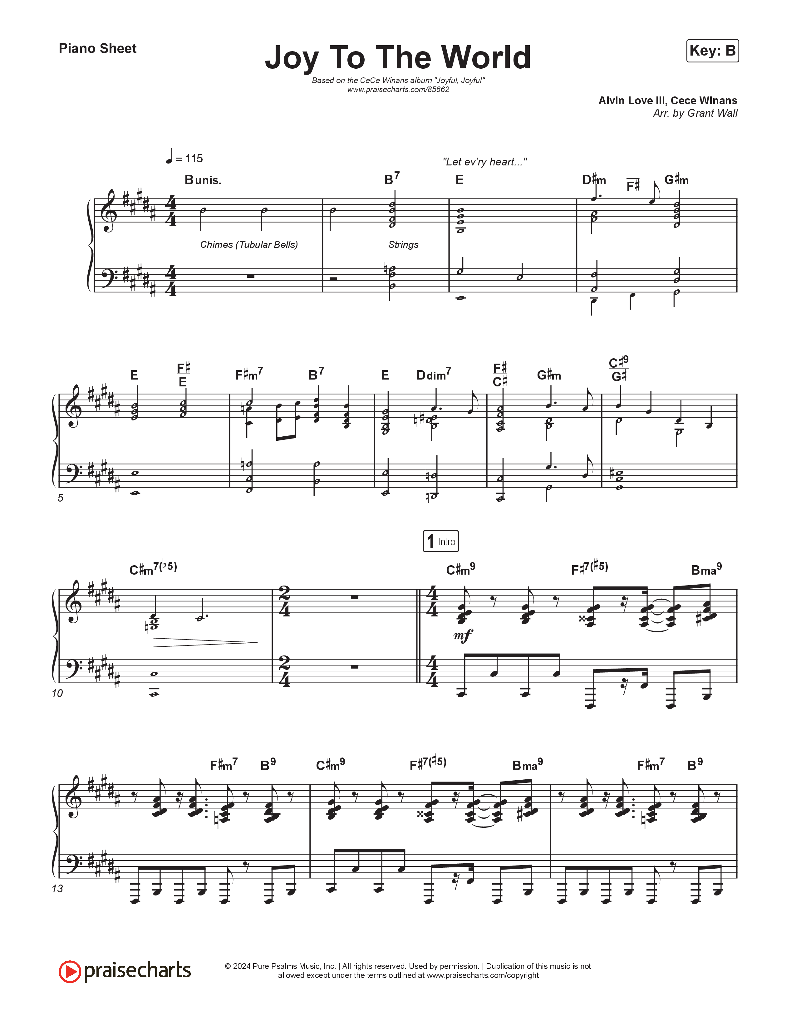 Joy To The World Piano Sheet (CeCe Winans)