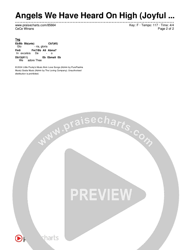 Angels We Have Heard On High (Joyful Joyful) Chords & Lyrics (CeCe Winans)