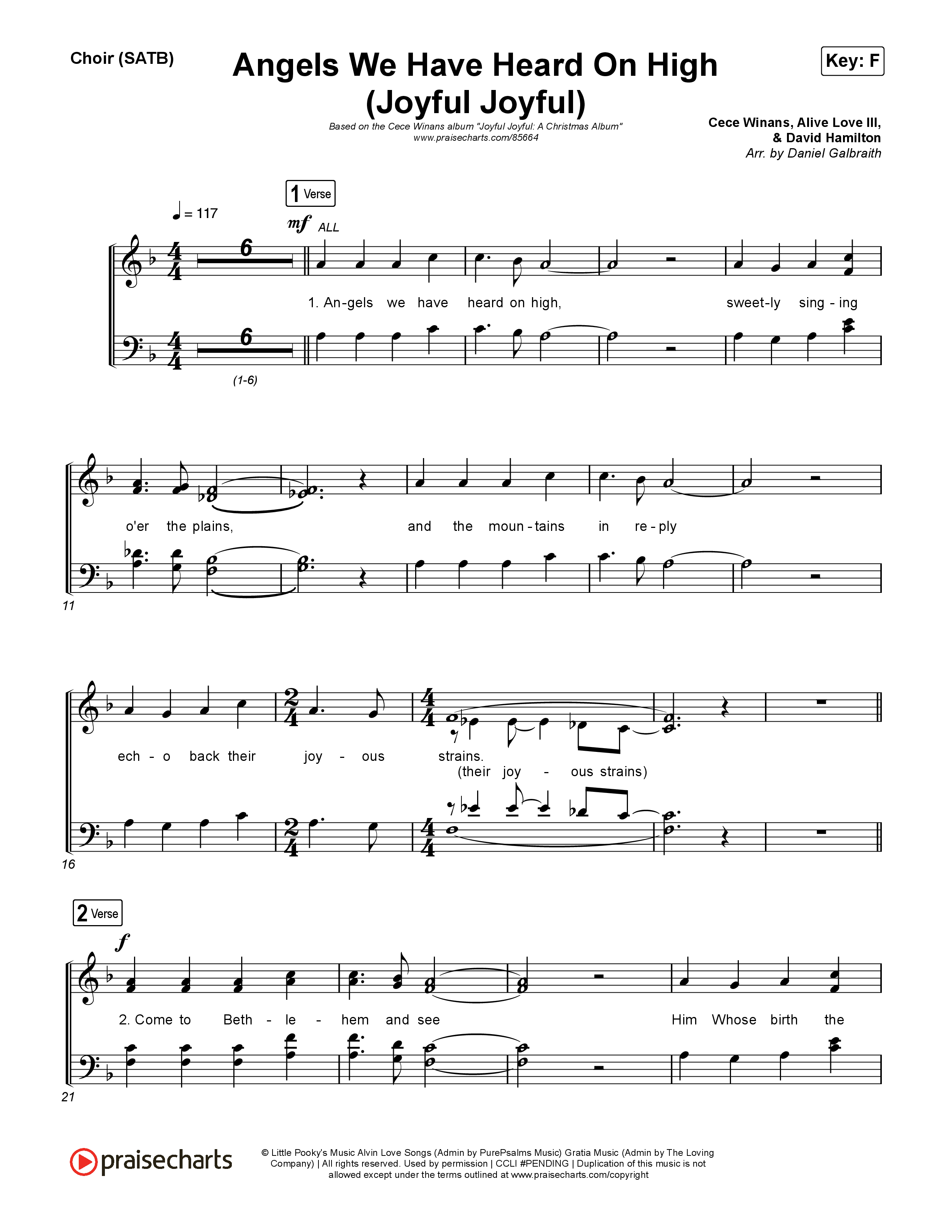 Angels We Have Heard On High (Joyful Joyful) Choir Sheet (SATB) (CeCe Winans)
