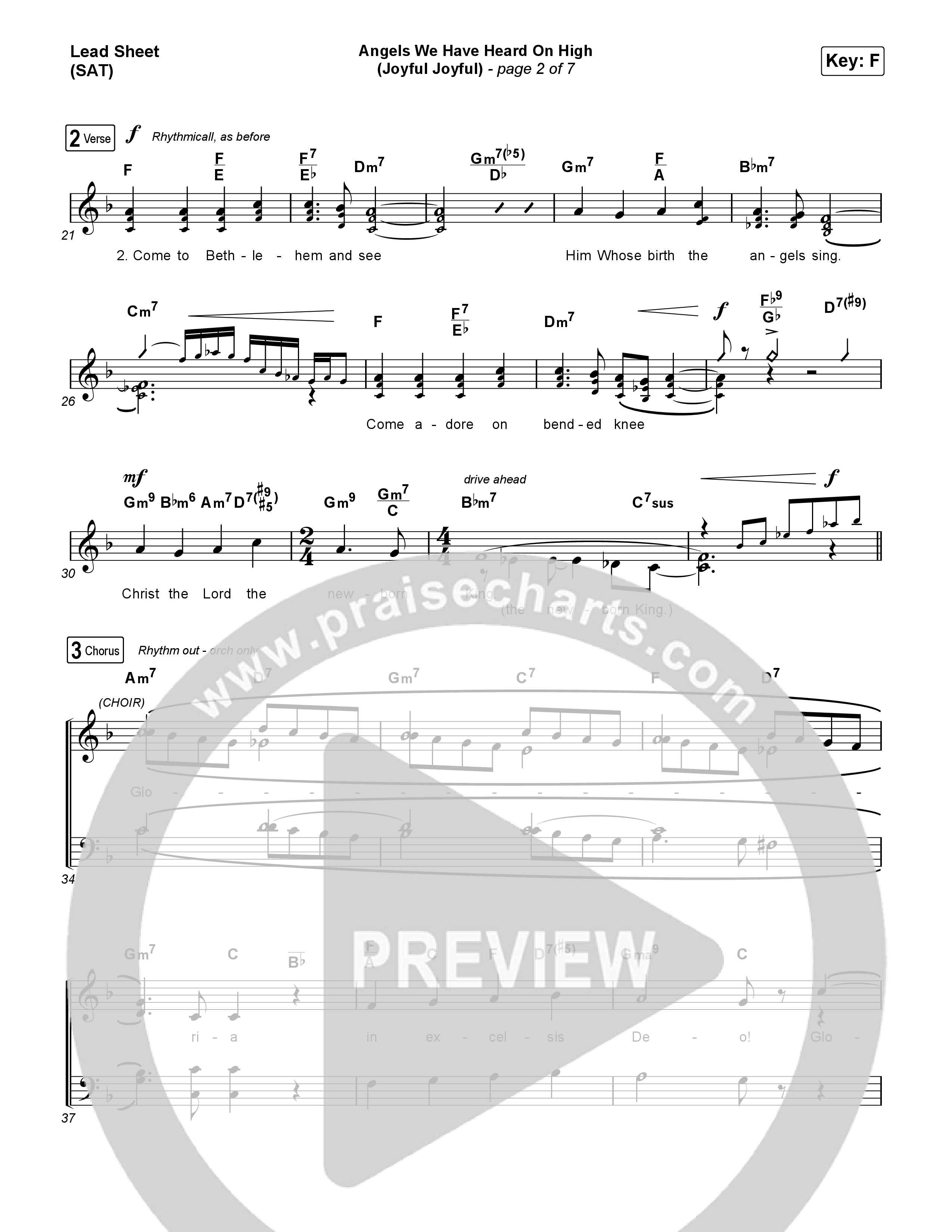 Angels We Have Heard On High (Joyful Joyful) Lead Sheet (SAT) (CeCe Winans)