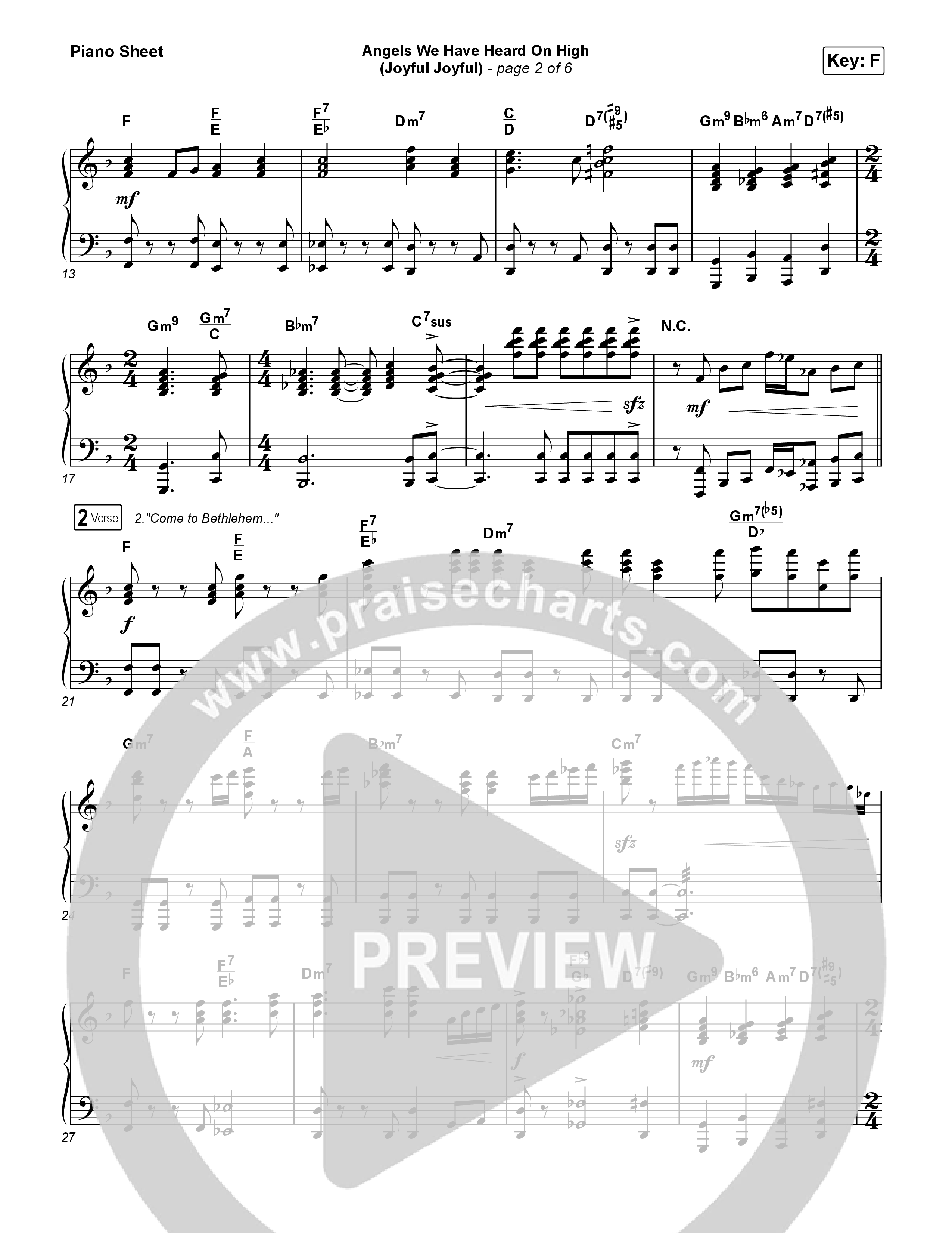 Angels We Have Heard On High (Joyful Joyful) Piano Sheet (CeCe Winans)