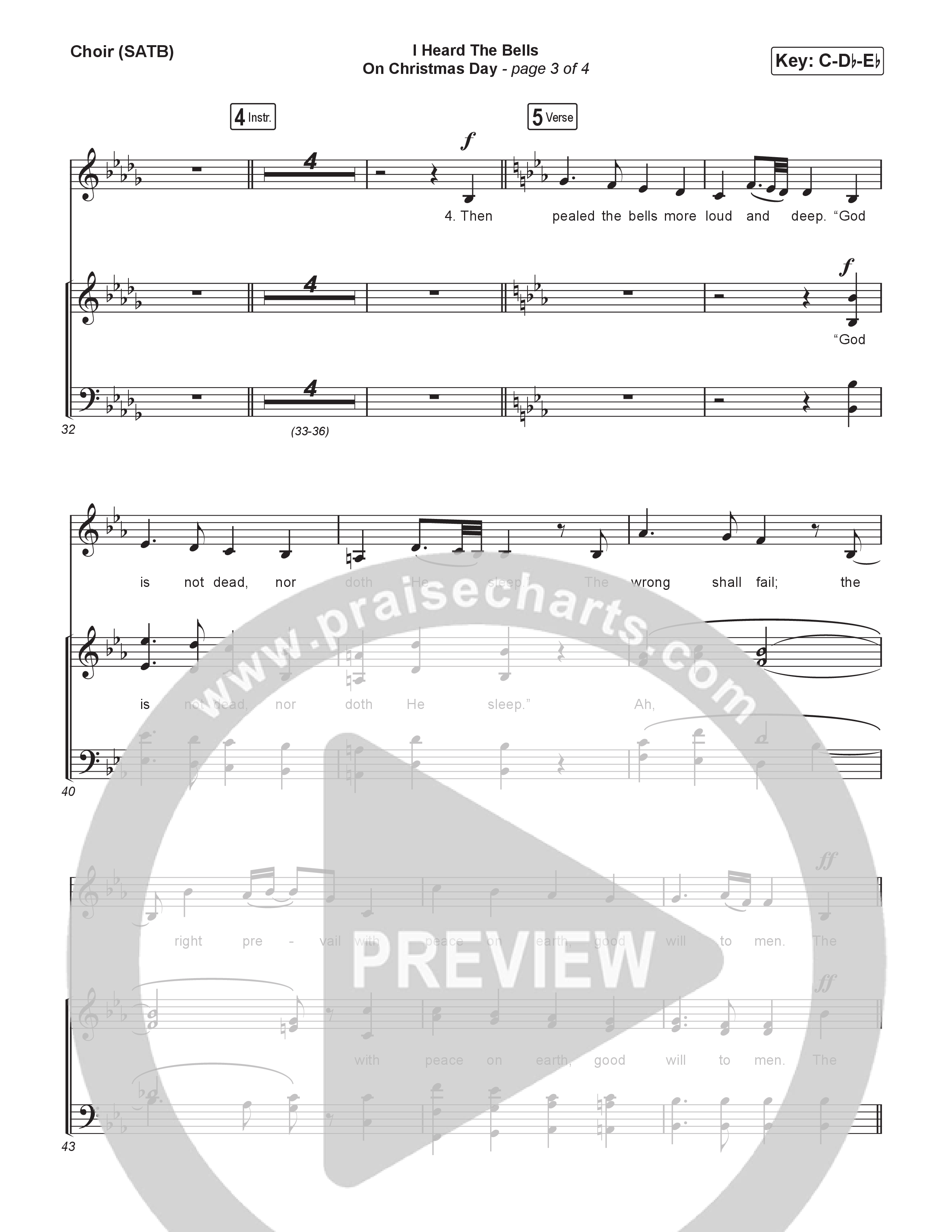 I Heard The Bells On Christmas Day Choir Sheet (SATB) (CeCe Winans)