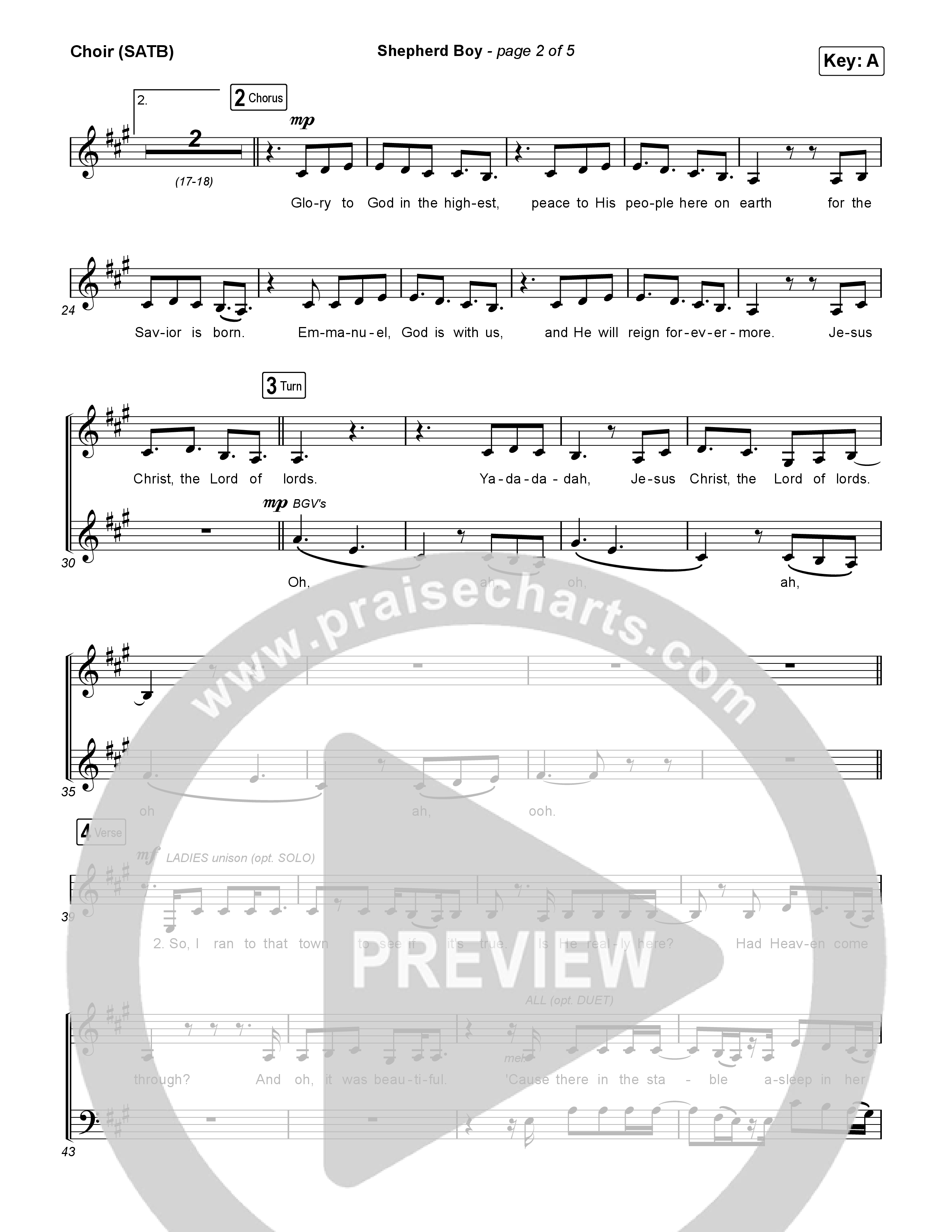 Shepherd Boy Choir Sheet (SATB) (Phil Wickham)
