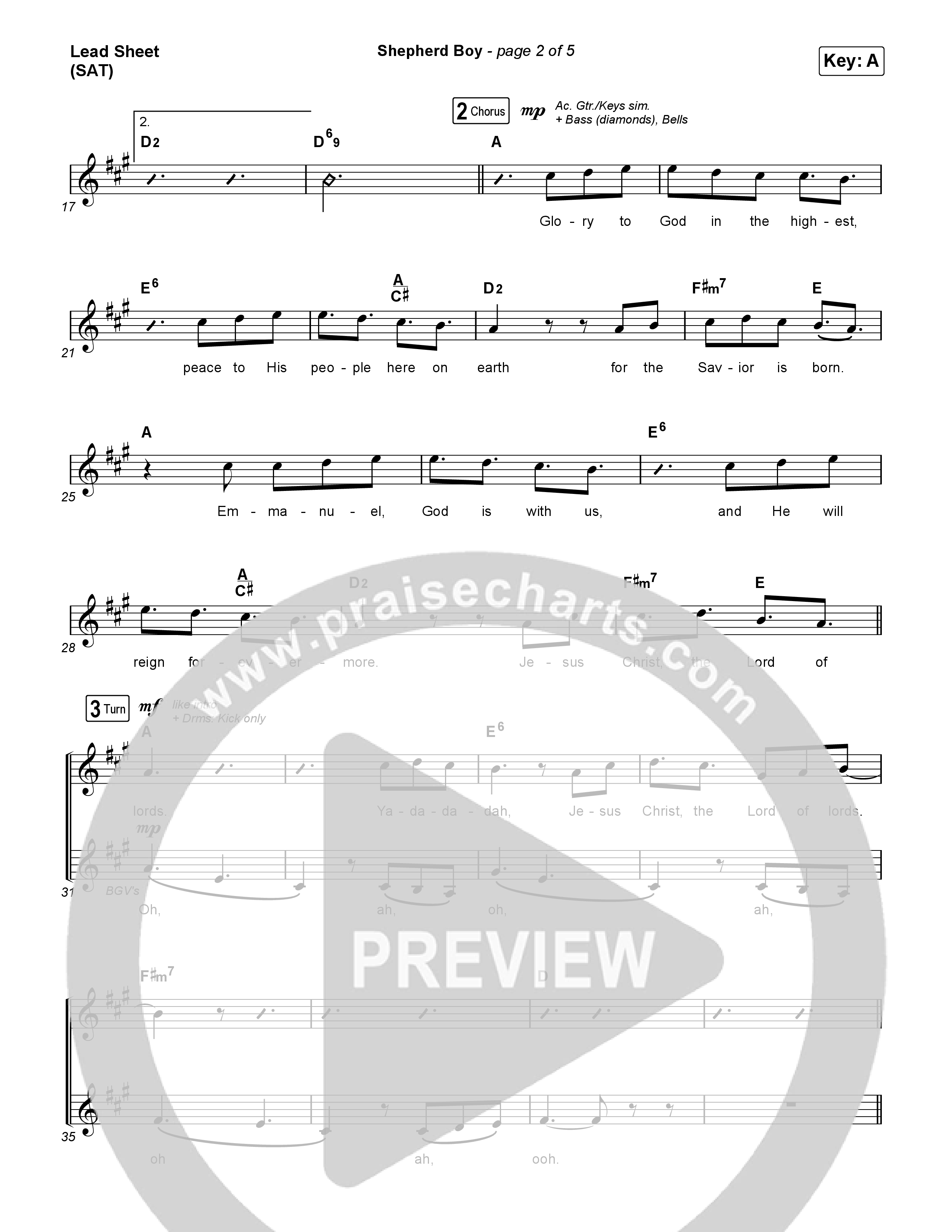 Shepherd Boy Lead Sheet (SAT) (Phil Wickham)