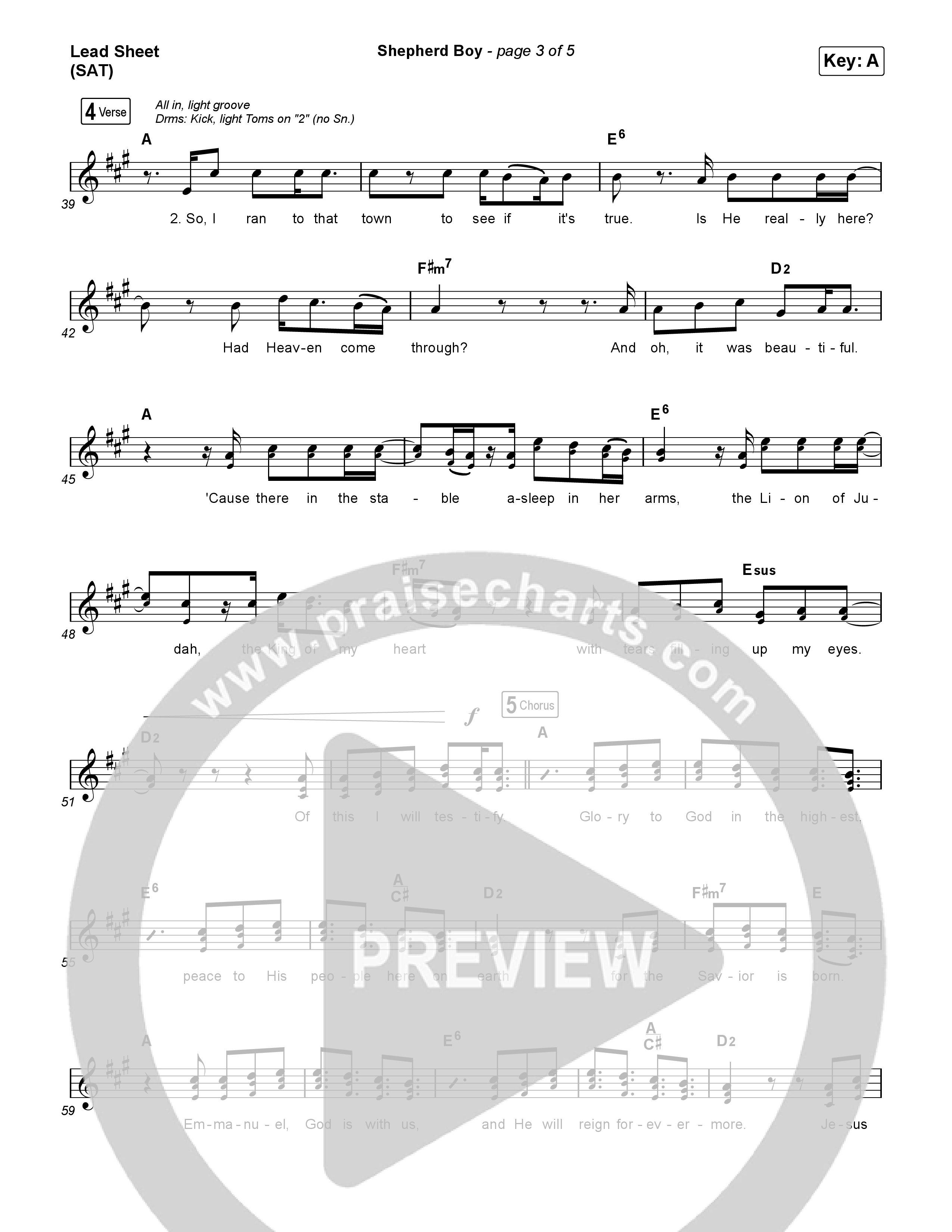Shepherd Boy Lead Sheet (SAT) (Phil Wickham)