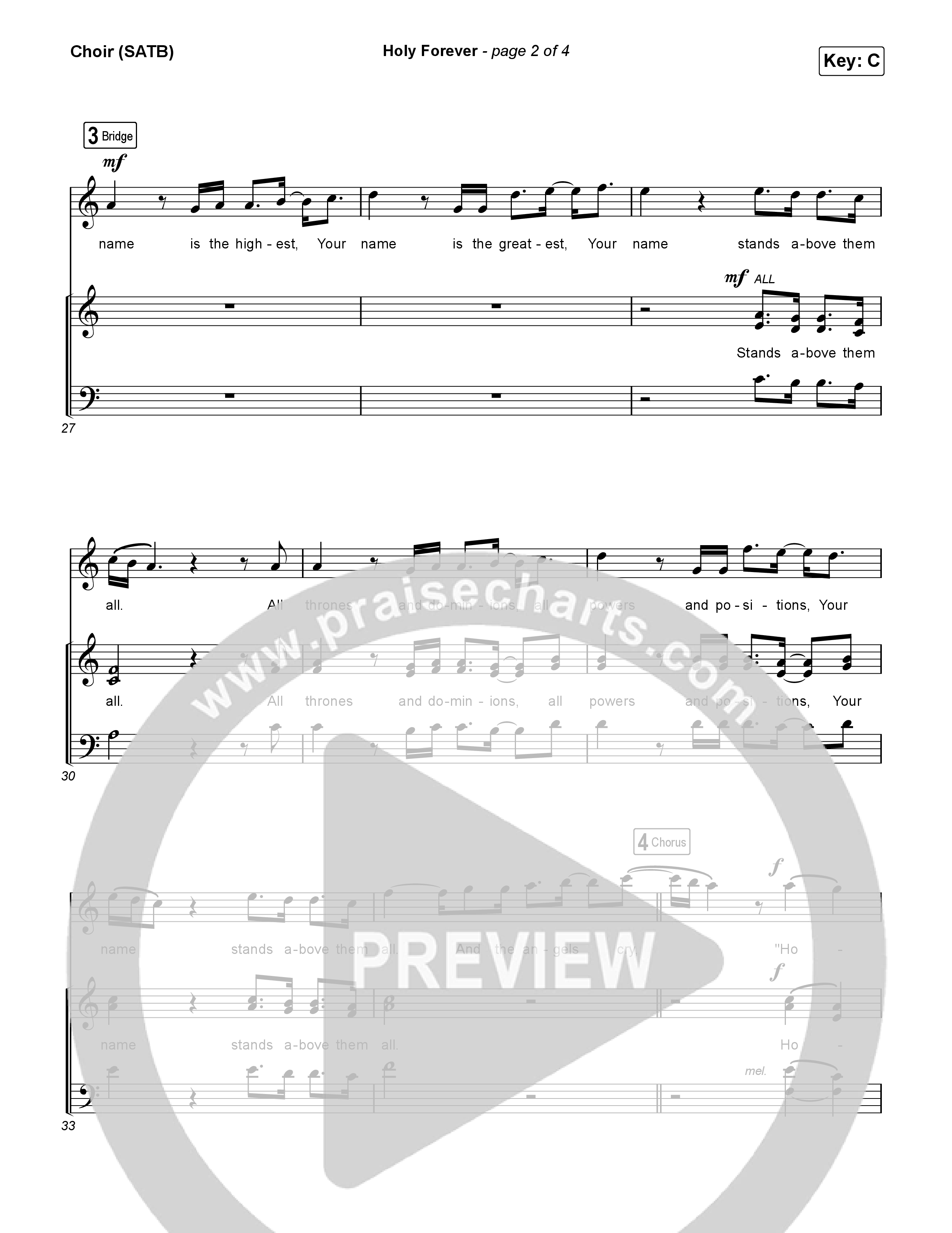 Holy Forever Choir Sheet (SATB) (Phil Wickham)