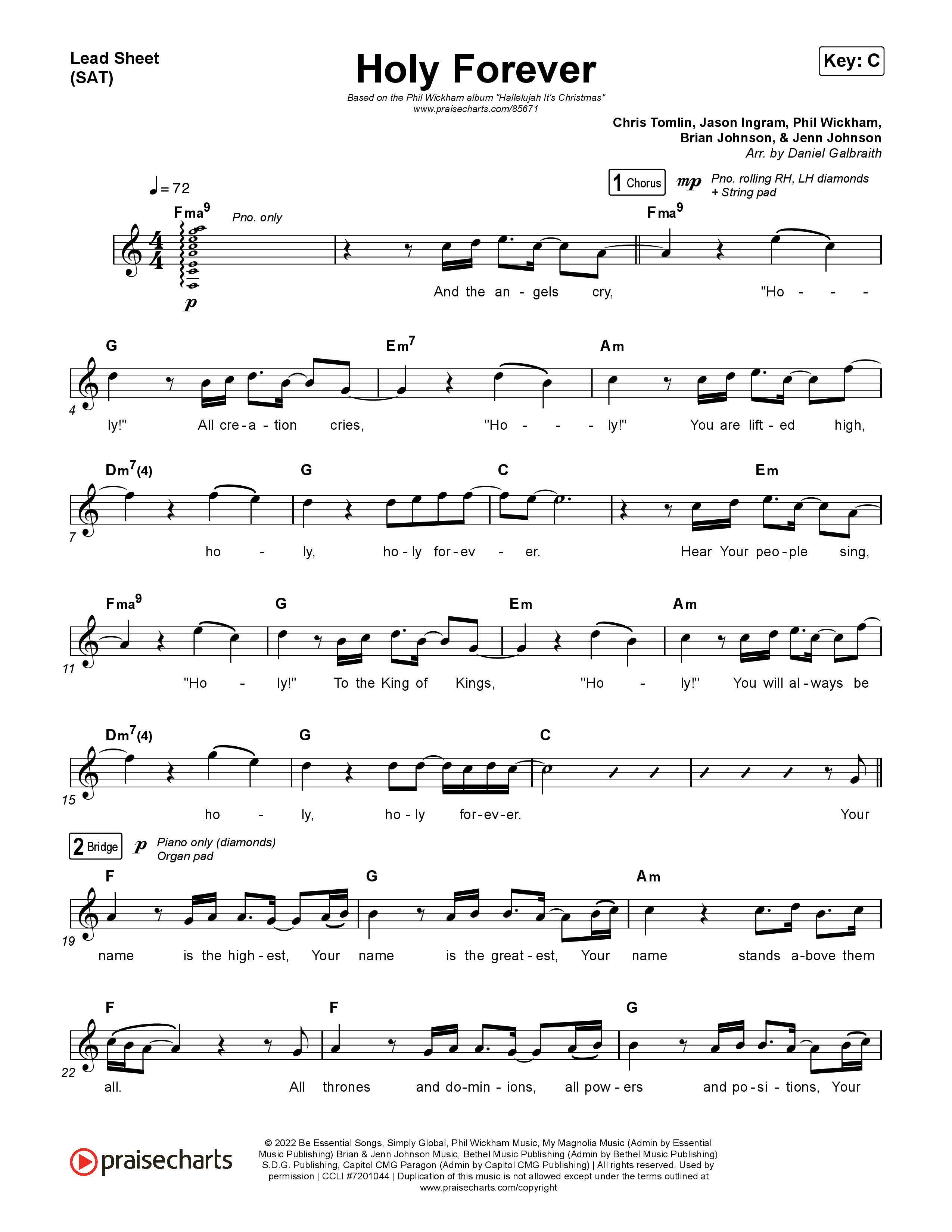 Holy Forever Lead Sheet (SAT) (Phil Wickham)