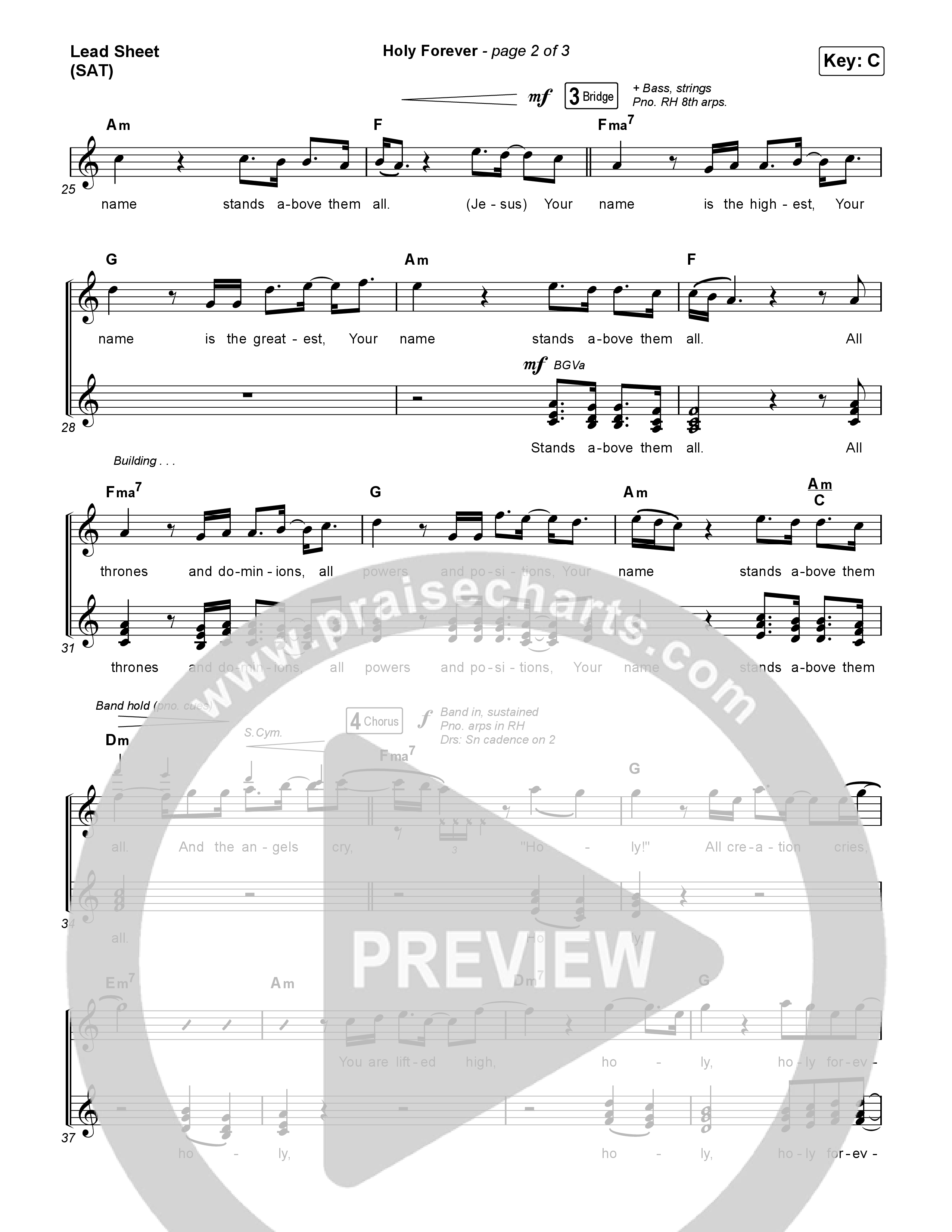 Holy Forever Lead Sheet (SAT) (Phil Wickham)
