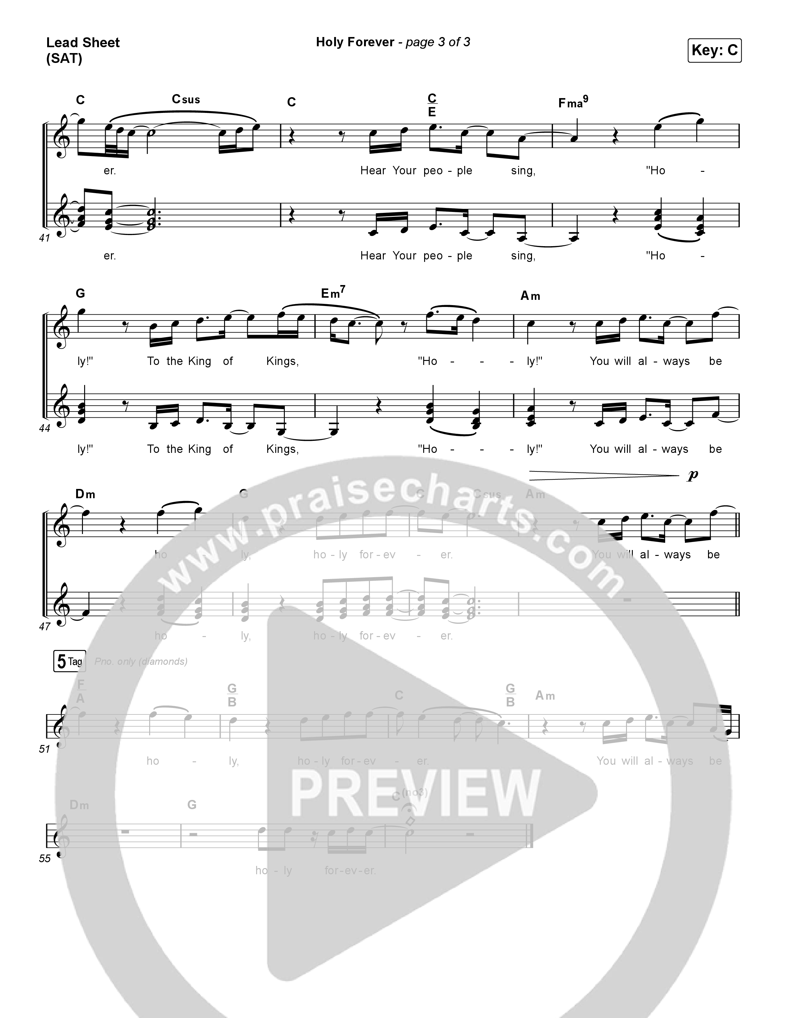 Holy Forever Lead Sheet (SAT) (Phil Wickham)