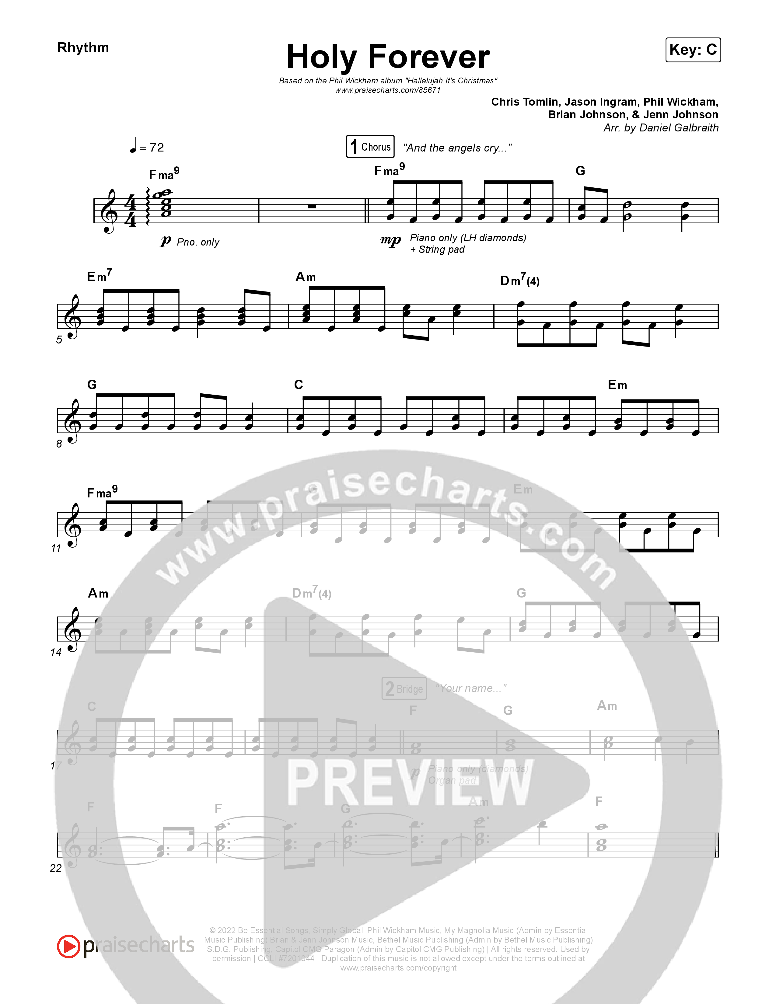 Holy Forever Rhythm Chart (Phil Wickham)