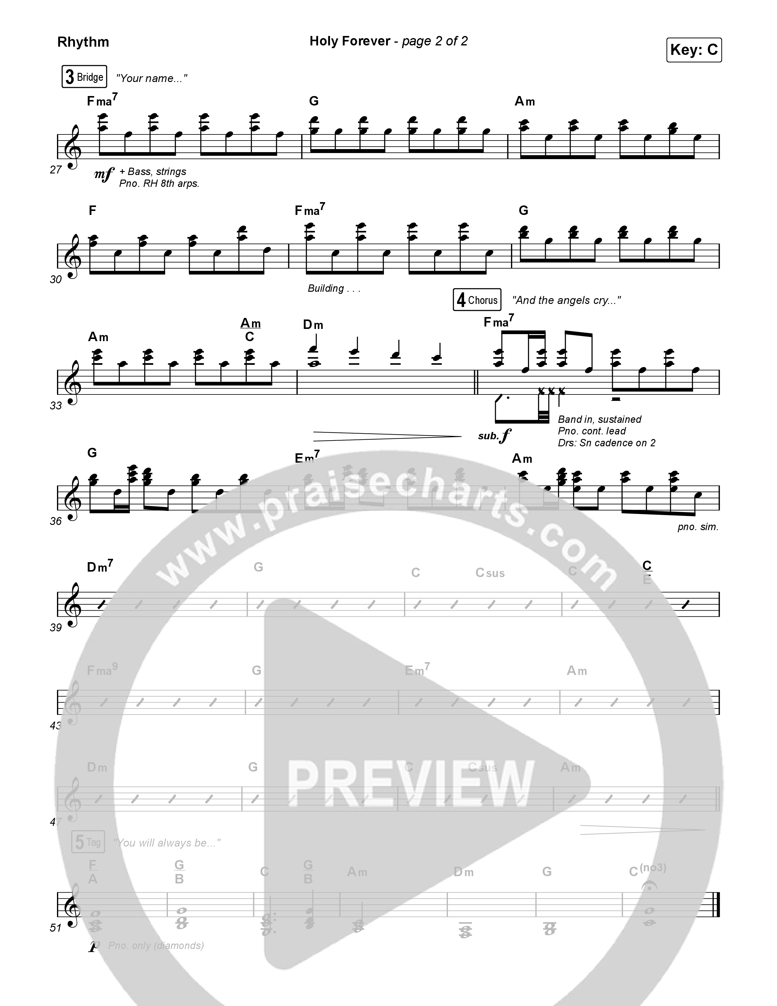 Holy Forever Rhythm Chart (Phil Wickham)