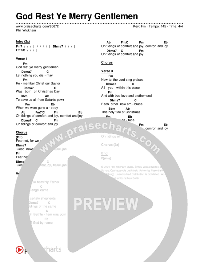 God Rest Ye Merry Gentlemen Chords & Lyrics (Phil Wickham)
