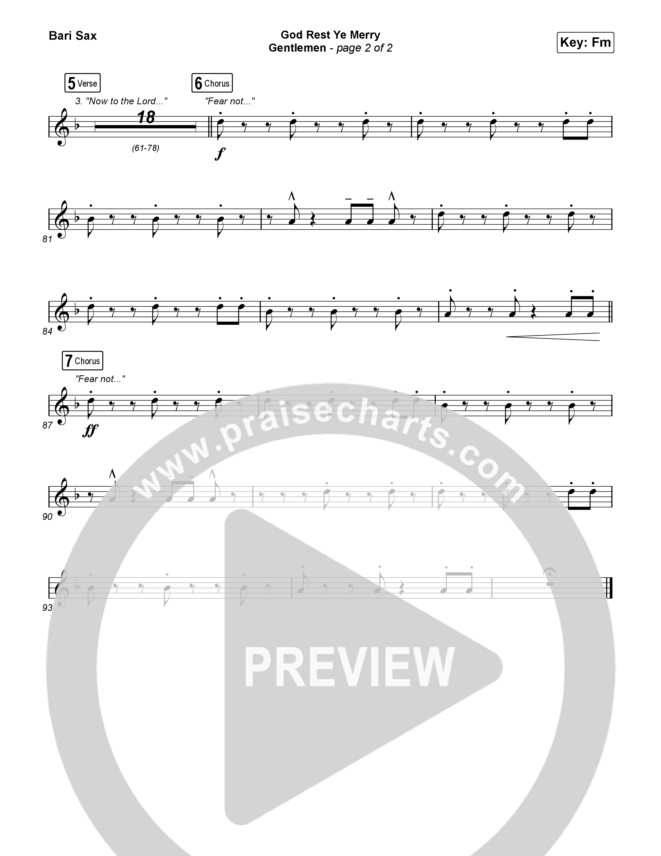 God Rest Ye Merry Gentlemen Bari Sax (Phil Wickham)