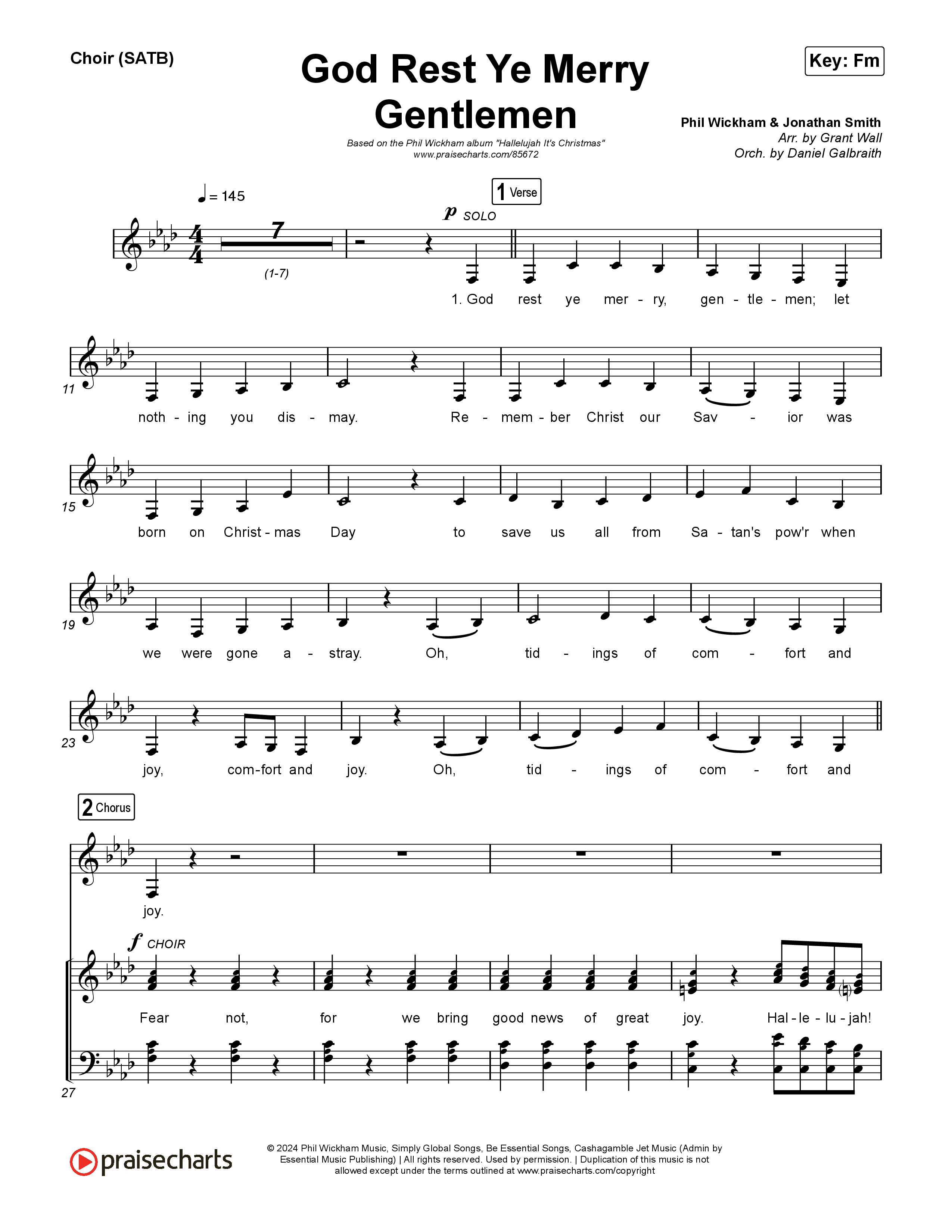 God Rest Ye Merry Gentlemen Choir Sheet (SATB) (Phil Wickham)