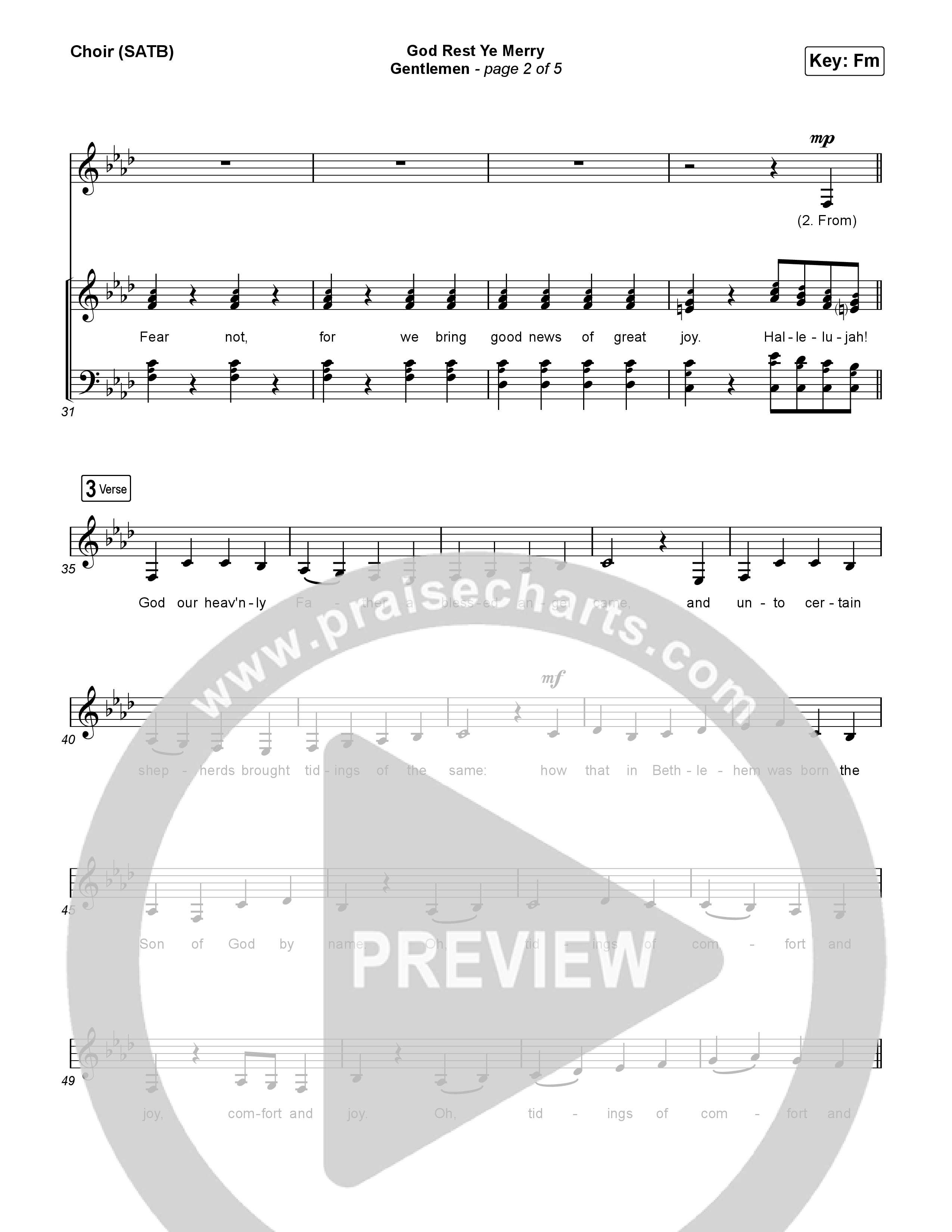 God Rest Ye Merry Gentlemen Choir Sheet (SATB) (Phil Wickham)