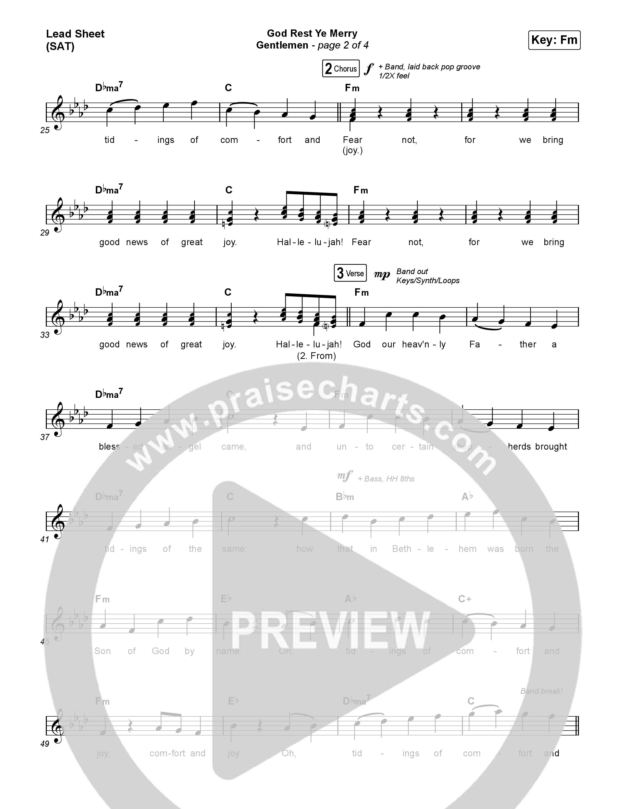 God Rest Ye Merry Gentlemen Lead Sheet (SAT) (Phil Wickham)