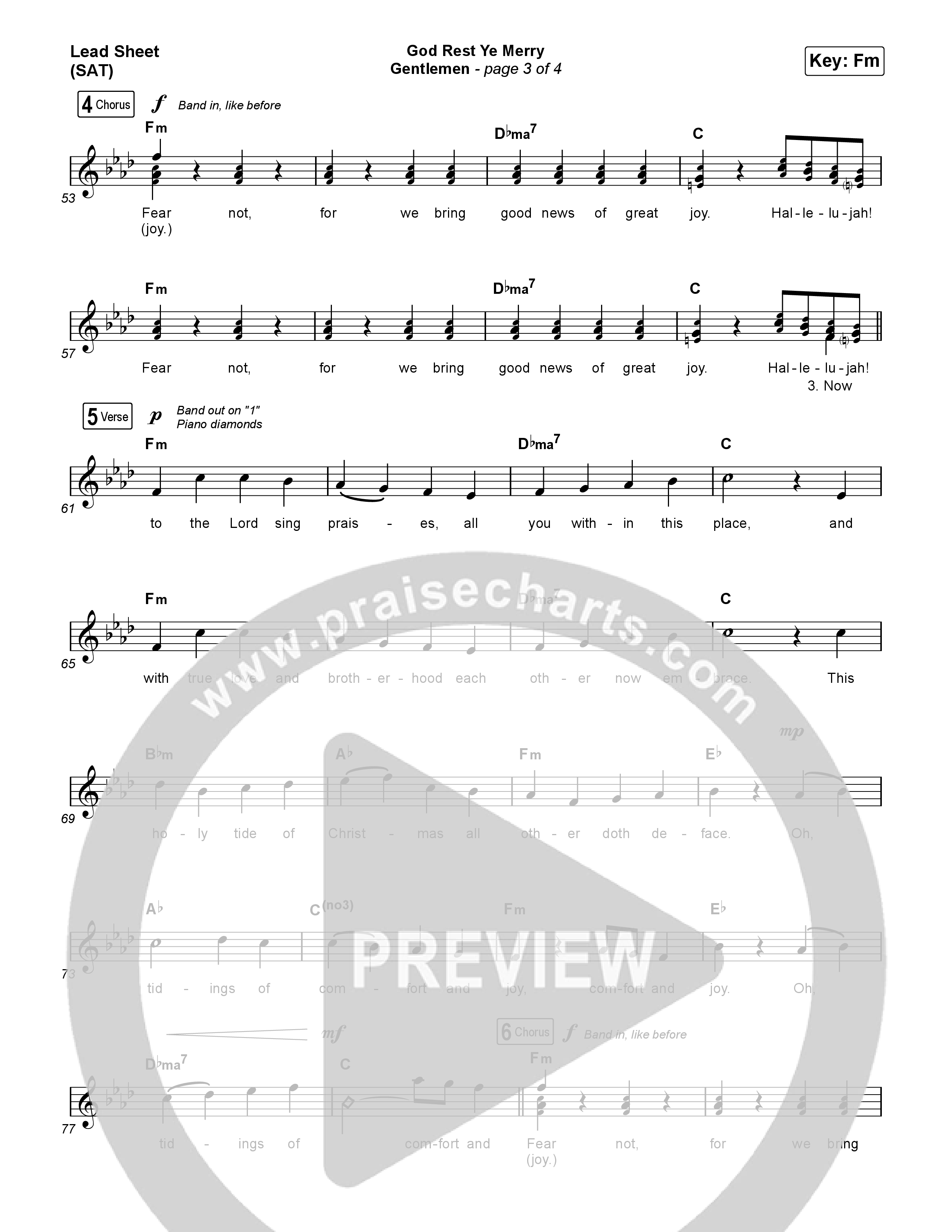 God Rest Ye Merry Gentlemen Lead Sheet (SAT) (Phil Wickham)
