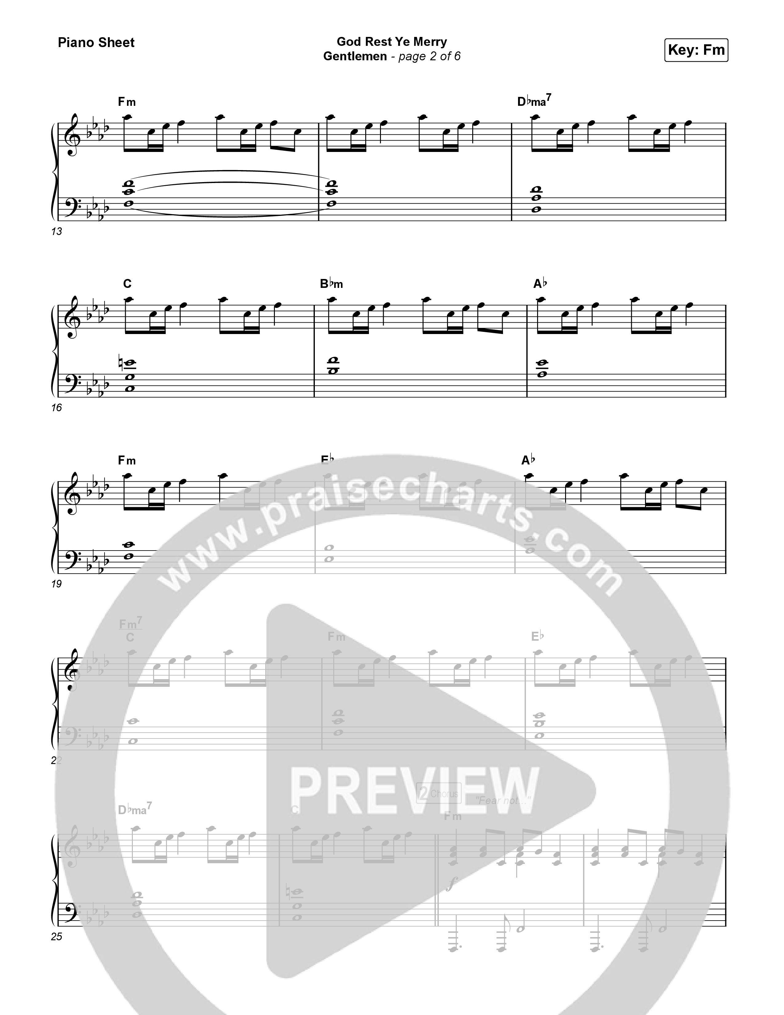 God Rest Ye Merry Gentlemen Piano Sheet (Phil Wickham)