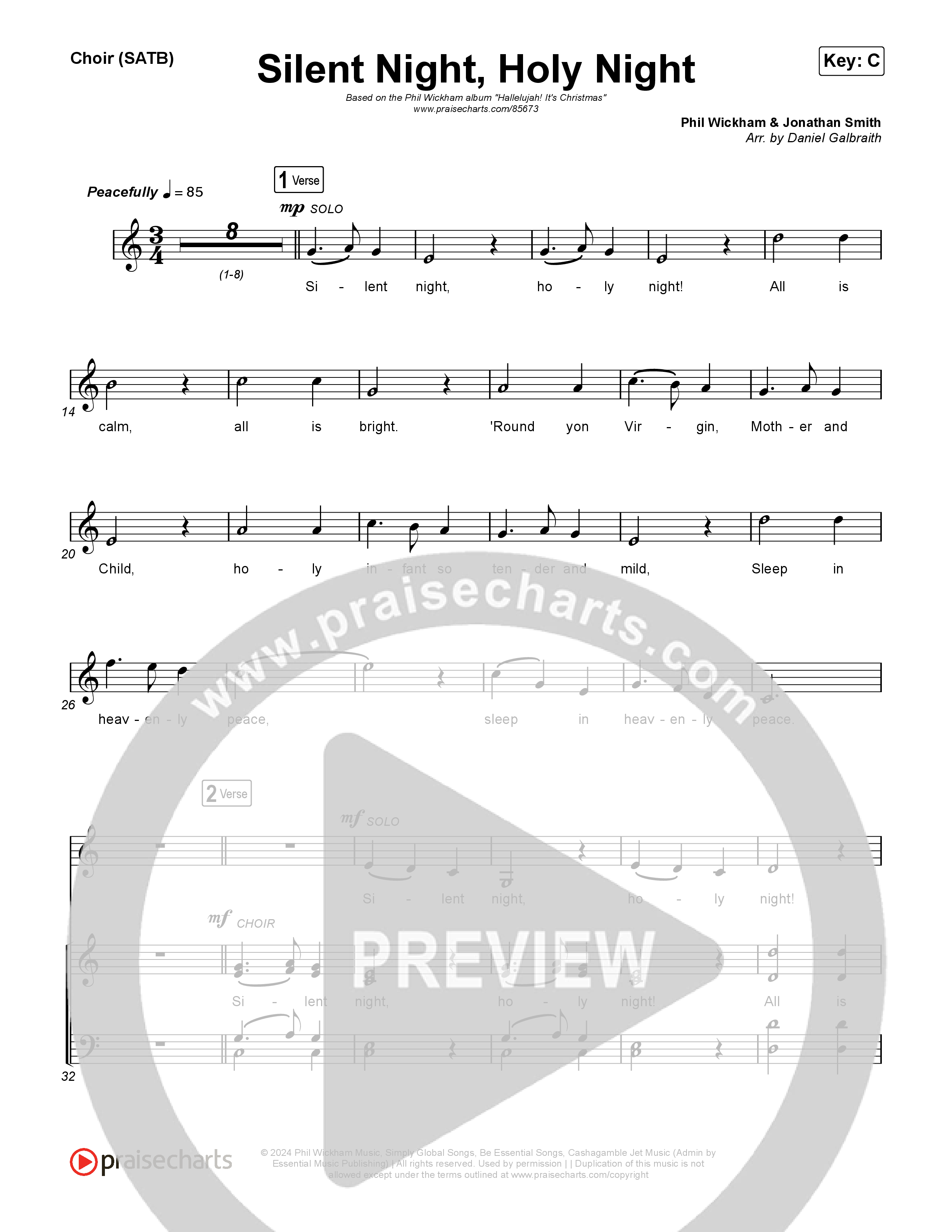 Silent Night Holy Night Choir Sheet (SATB) (Phil Wickham)