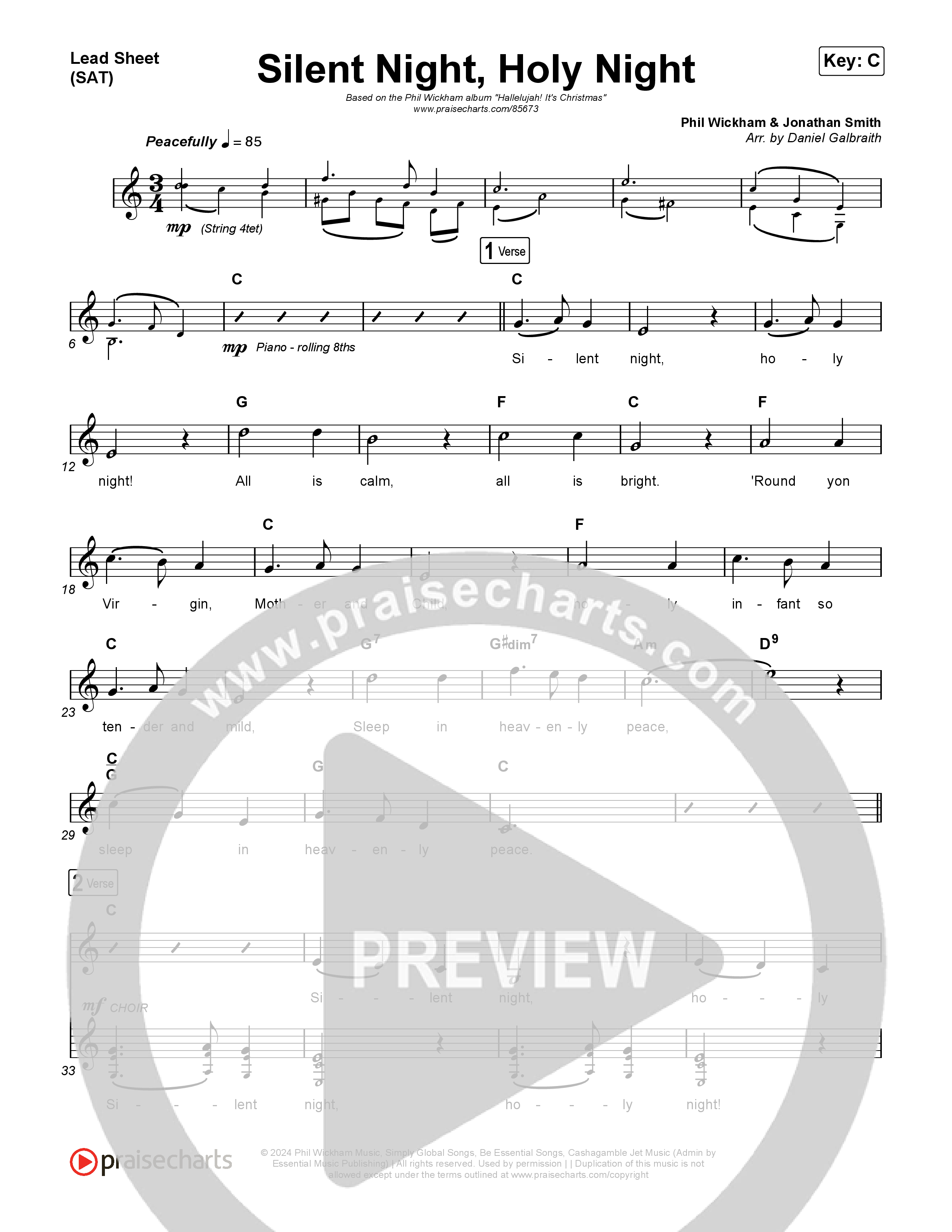 Silent Night Holy Night Lead Sheet (SAT) (Phil Wickham)